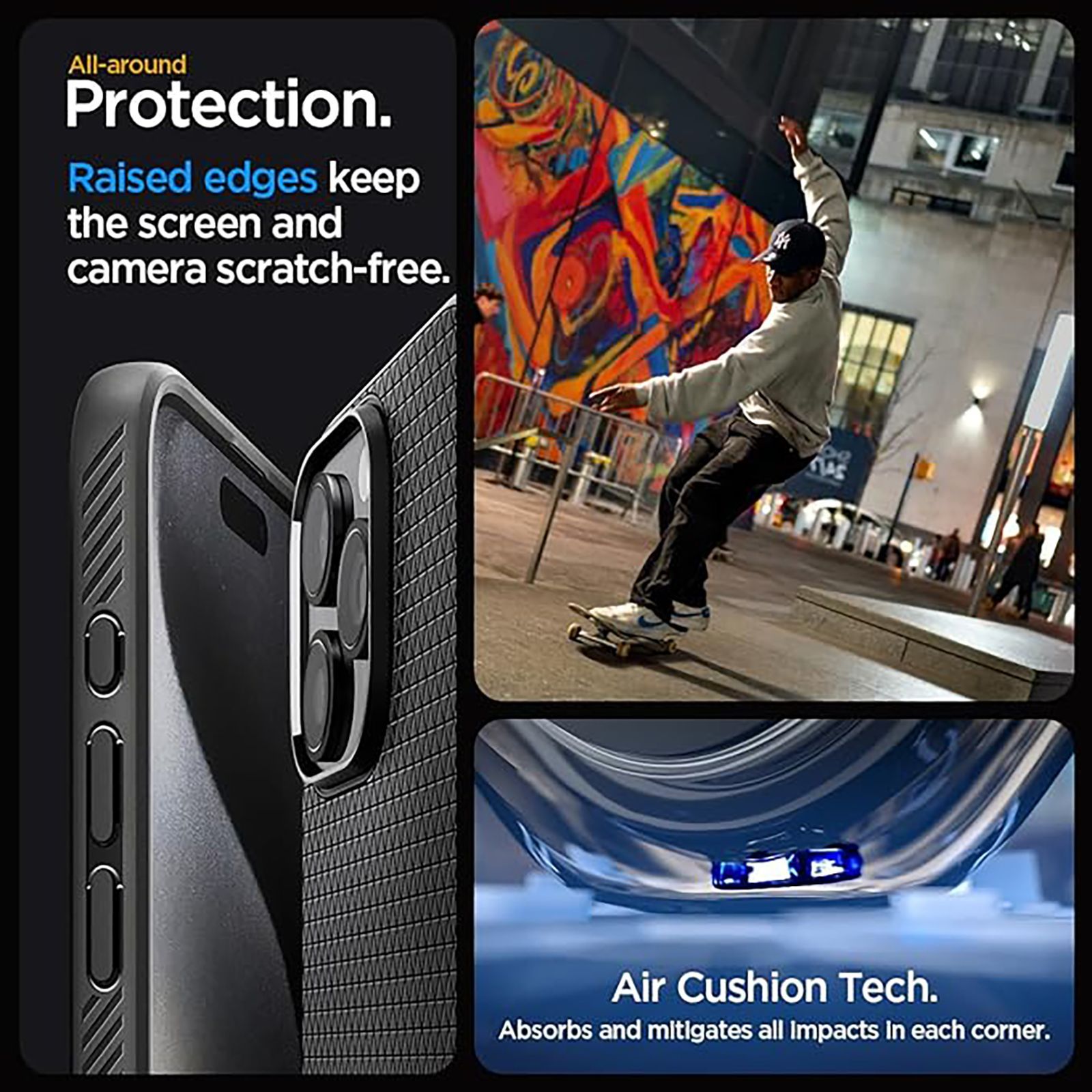 spigen Liquid Air TPU Back Cover for Apple iPhone 15 Pro (Supports Wireless Charging, Matte Black)_7