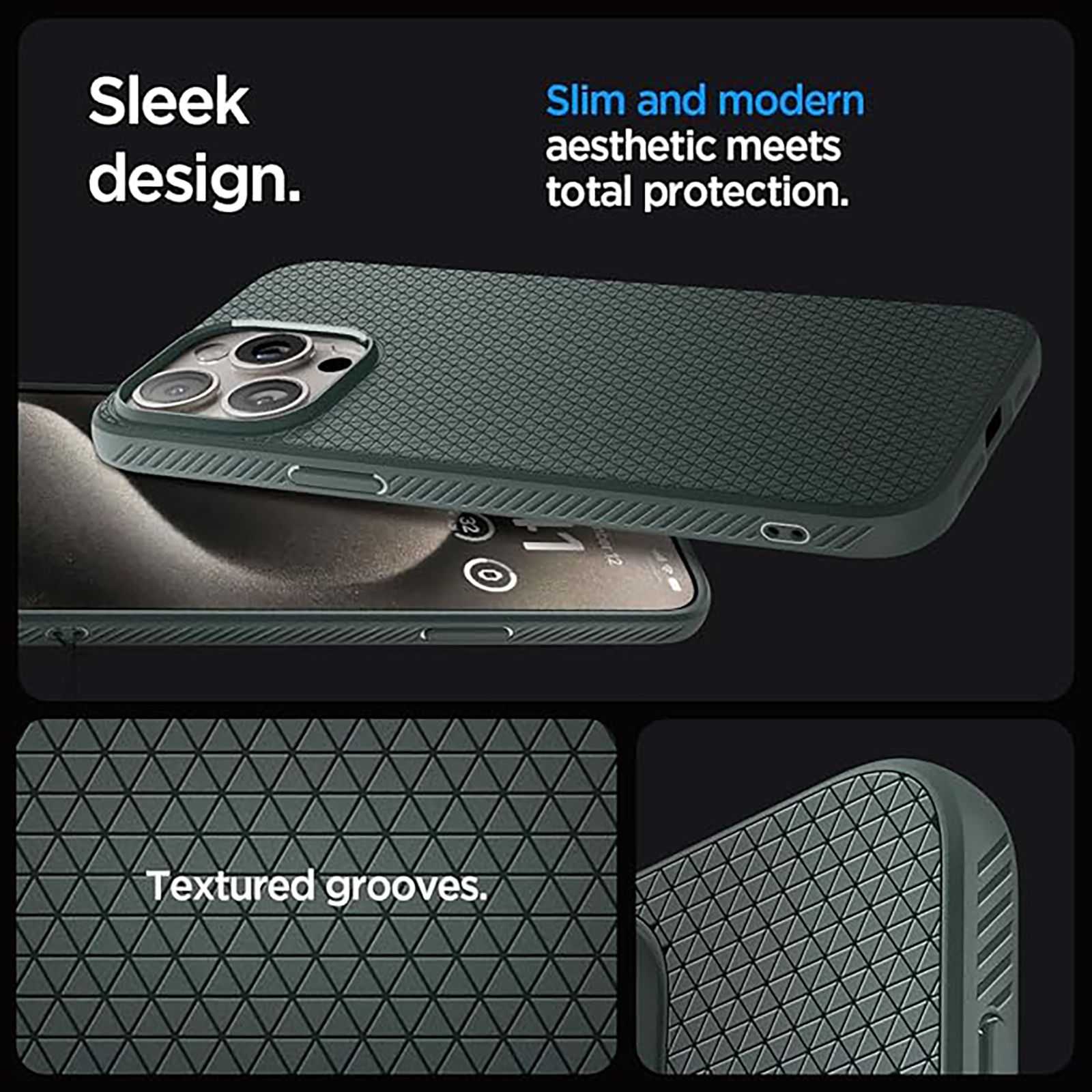 spigen Liquid Air TPU Back Cover for Apple iPhone 15 Pro (Supports Wireless Charging, Abyss Green)_10