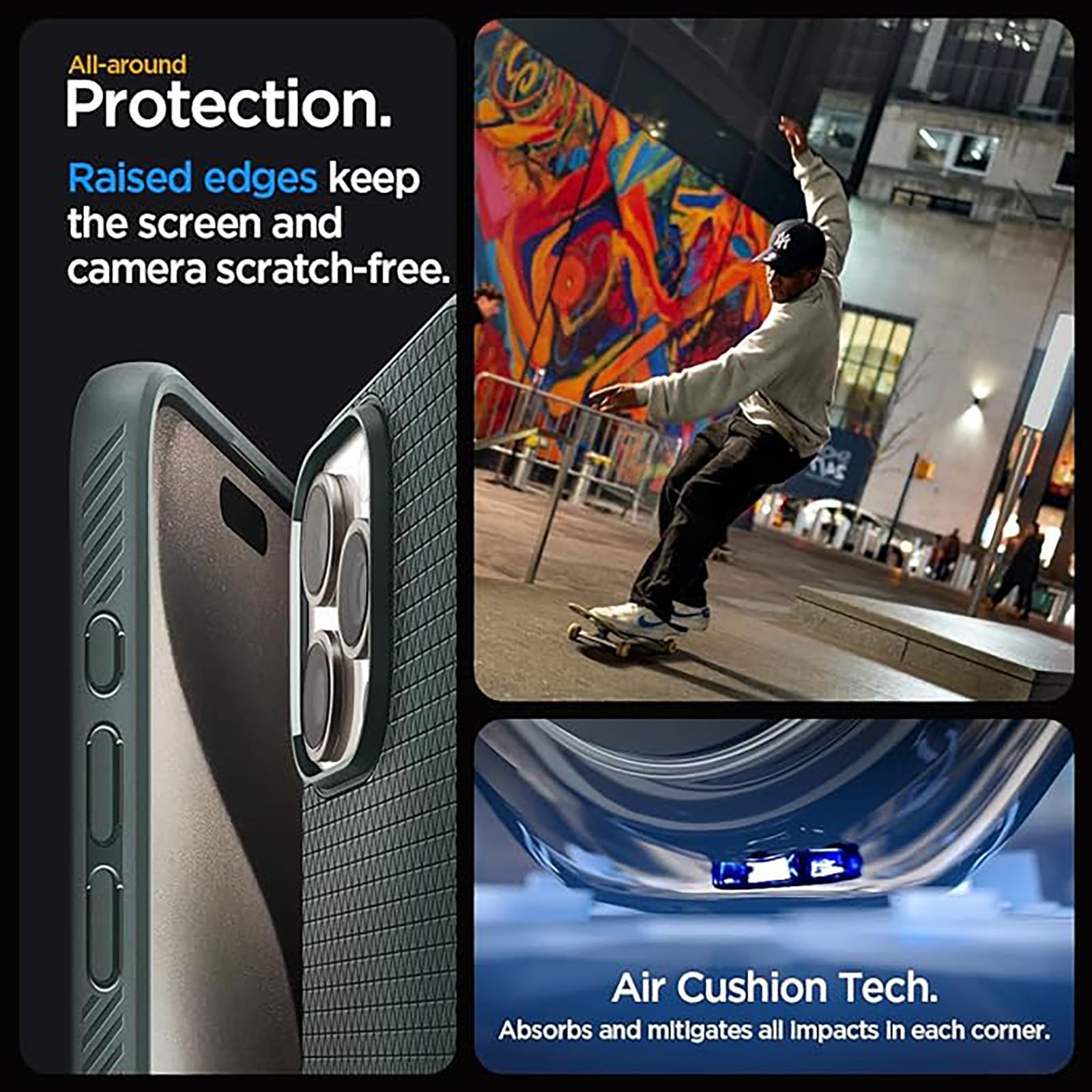 spigen Liquid Air TPU Back Cover for Apple iPhone 15 Pro (Supports Wireless Charging, Abyss Green)_8