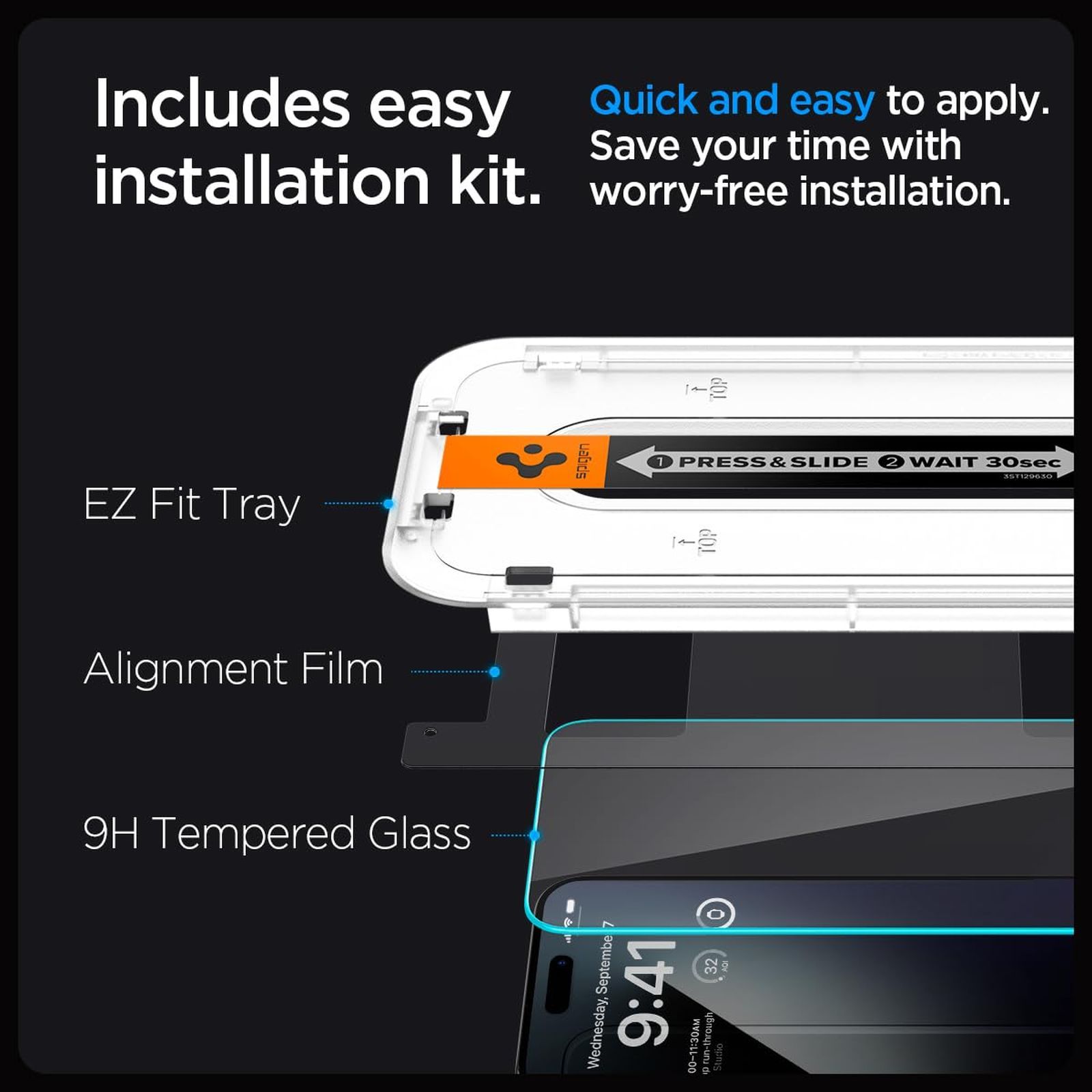 spigen GLAS.tR EZ Fit Tempered Glass for Apple iPhone 15 Pro (Sensor Protected)_6