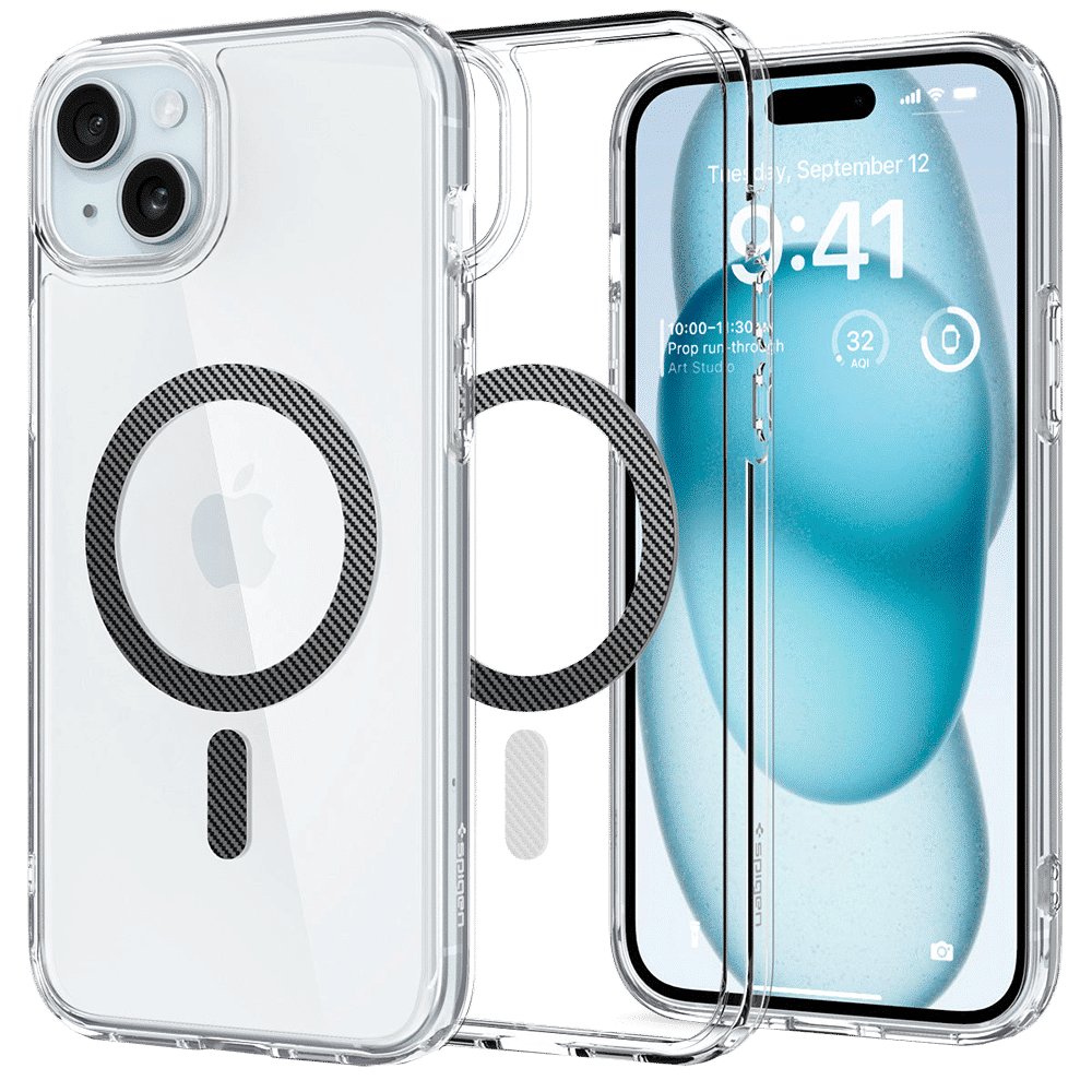 spigen Ultra Hybrid TPU & Polycarbonate Back Cover for Apple iPhone 15 (Supports Wireless Charging, White)_5
