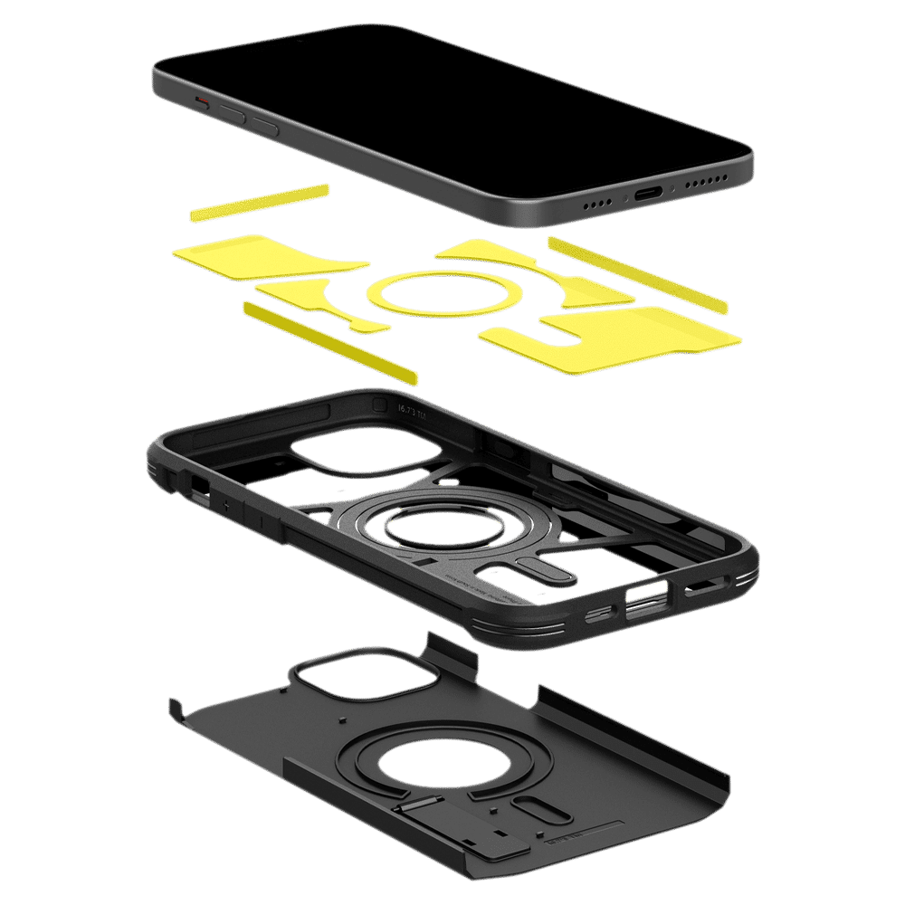 spigen Tough Armor MagFit TPU and PC Back Cover for iPhone 15 (Military Grade, Black)_10