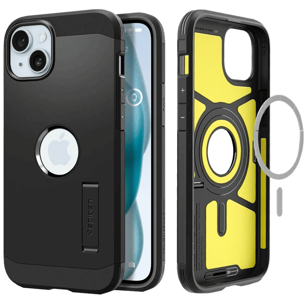 spigen Tough Armor MagFit TPU and PC Back Cover for iPhone 15 (Military Grade, Black)_11