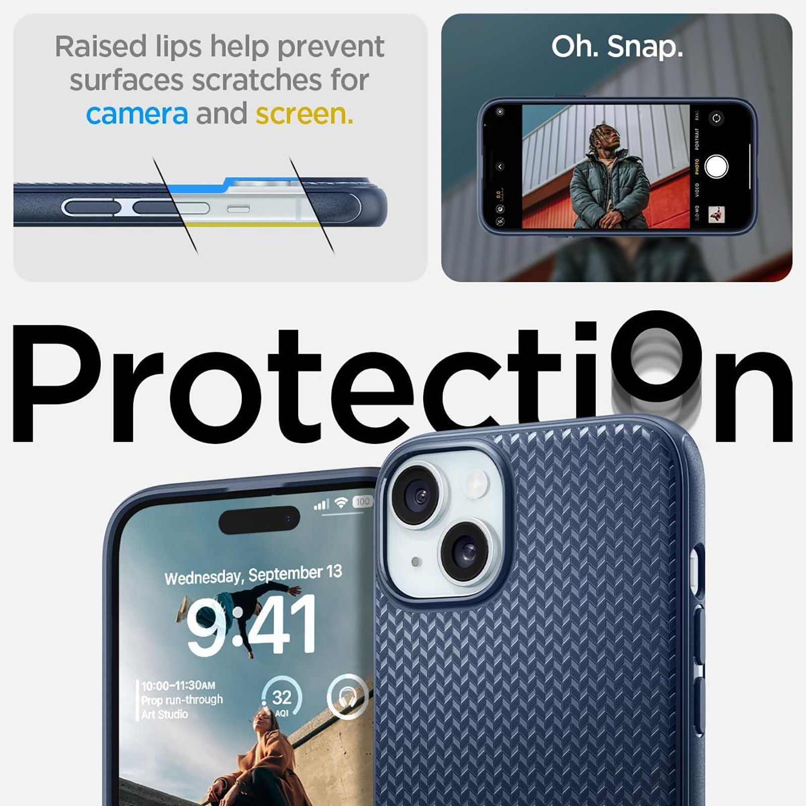 spigen Mag Armor MagFit TPU Back Cover for iPhone 15 (Air Cushion Technology, Navy Blue)_10