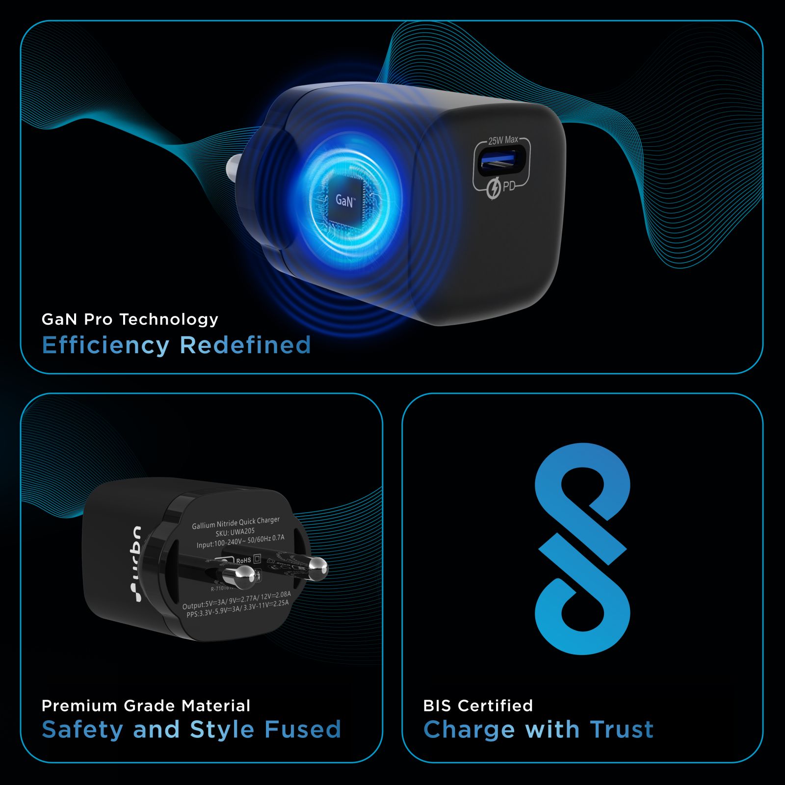 urbn GaN Pro 25W Type C Fast Charger (Adapter Only, GaN Technology, Black) urbn GaN Pro 25W Type C Fast Charger (Adapter Only, GaN Technology, Black)_13