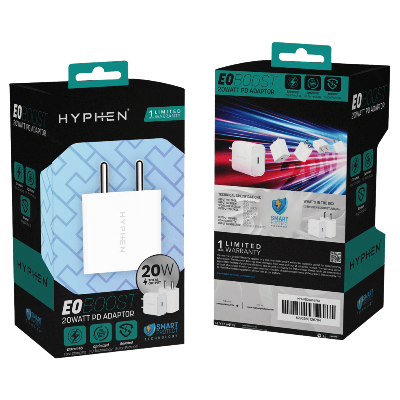 HYPHEN EOBoost 20W Type C Fast Charger (Adapter Only, Advanced PD Technology, White)_6