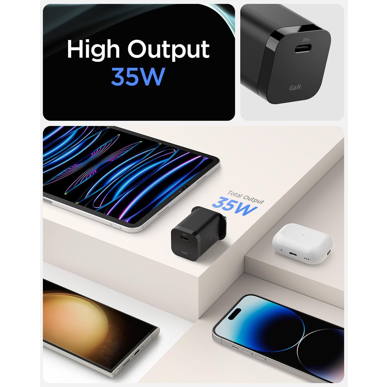 spigen PE2213 35W Type C Fast Charger (Adapter Only, Gan Technology, Black)_6