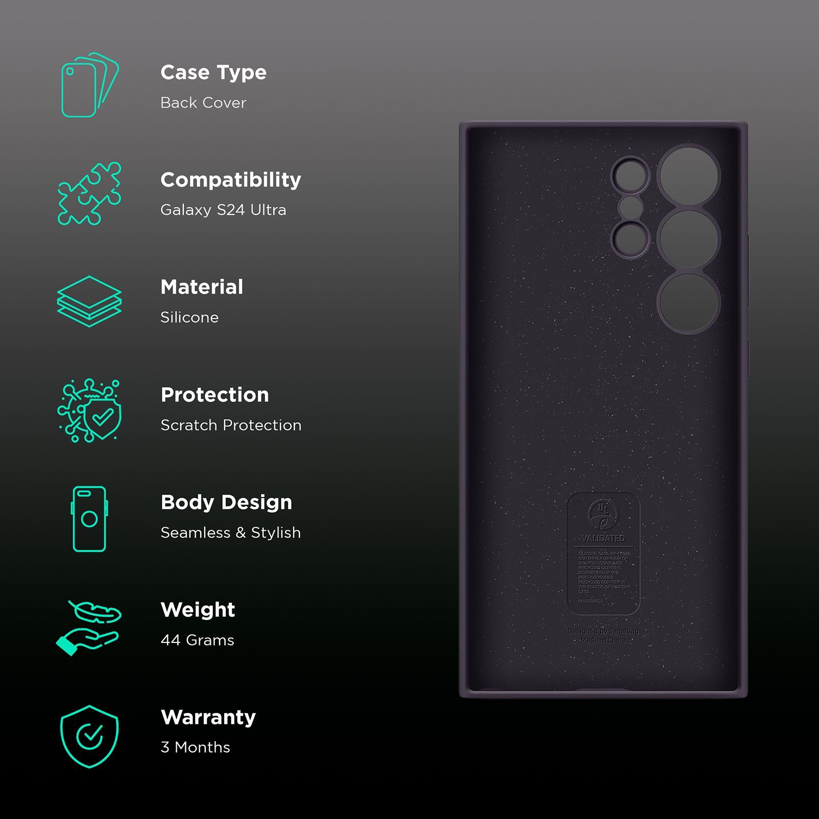 SAMSUNG Silicone Back Case for SAMSUNG Galaxy S24 Ultra (Silky-smooth Touch, Dark Violet)_2