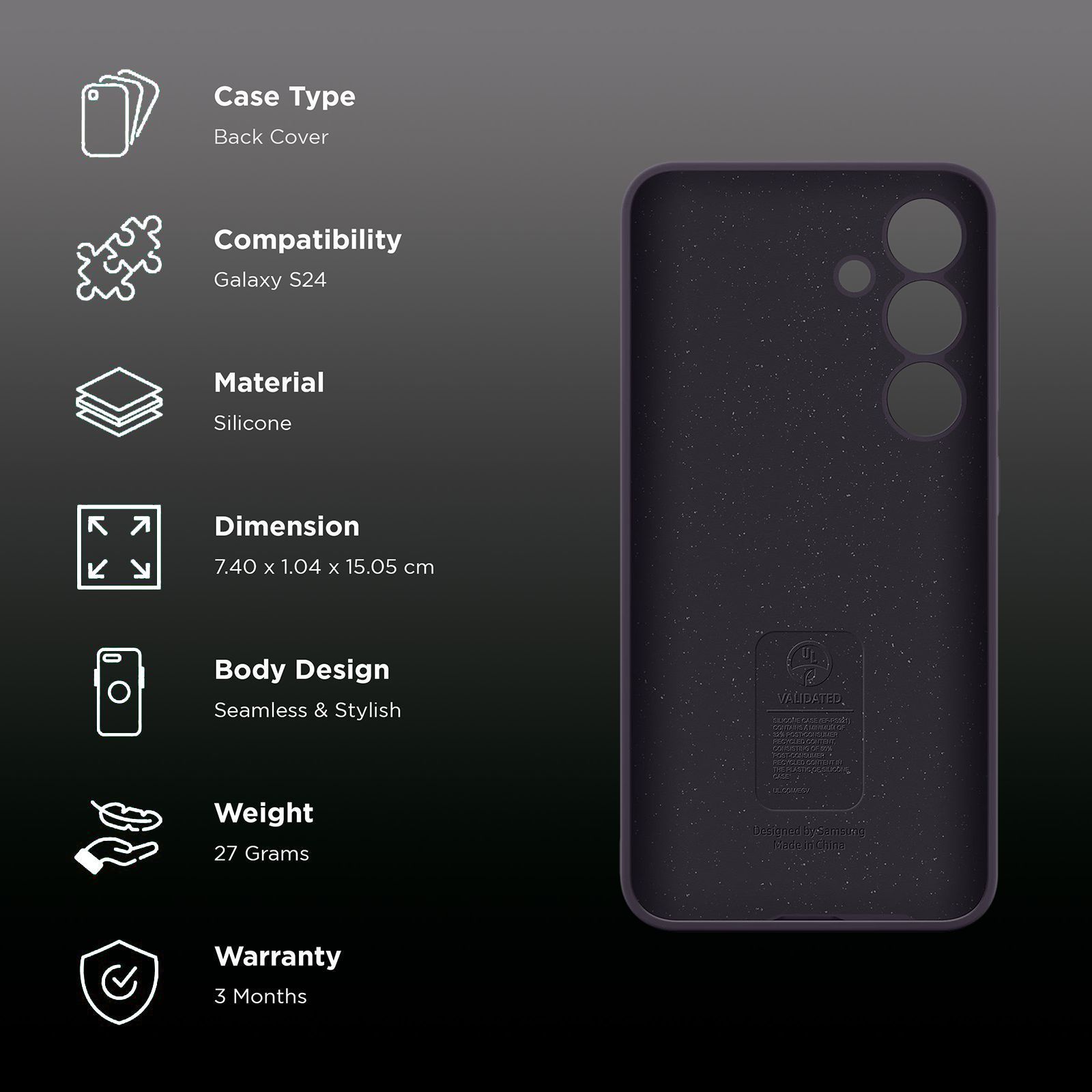 SAMSUNG Silicone Back Case for SAMSUNG Galaxy S24 (Silky-smooth Touch, Dark Violet)_2