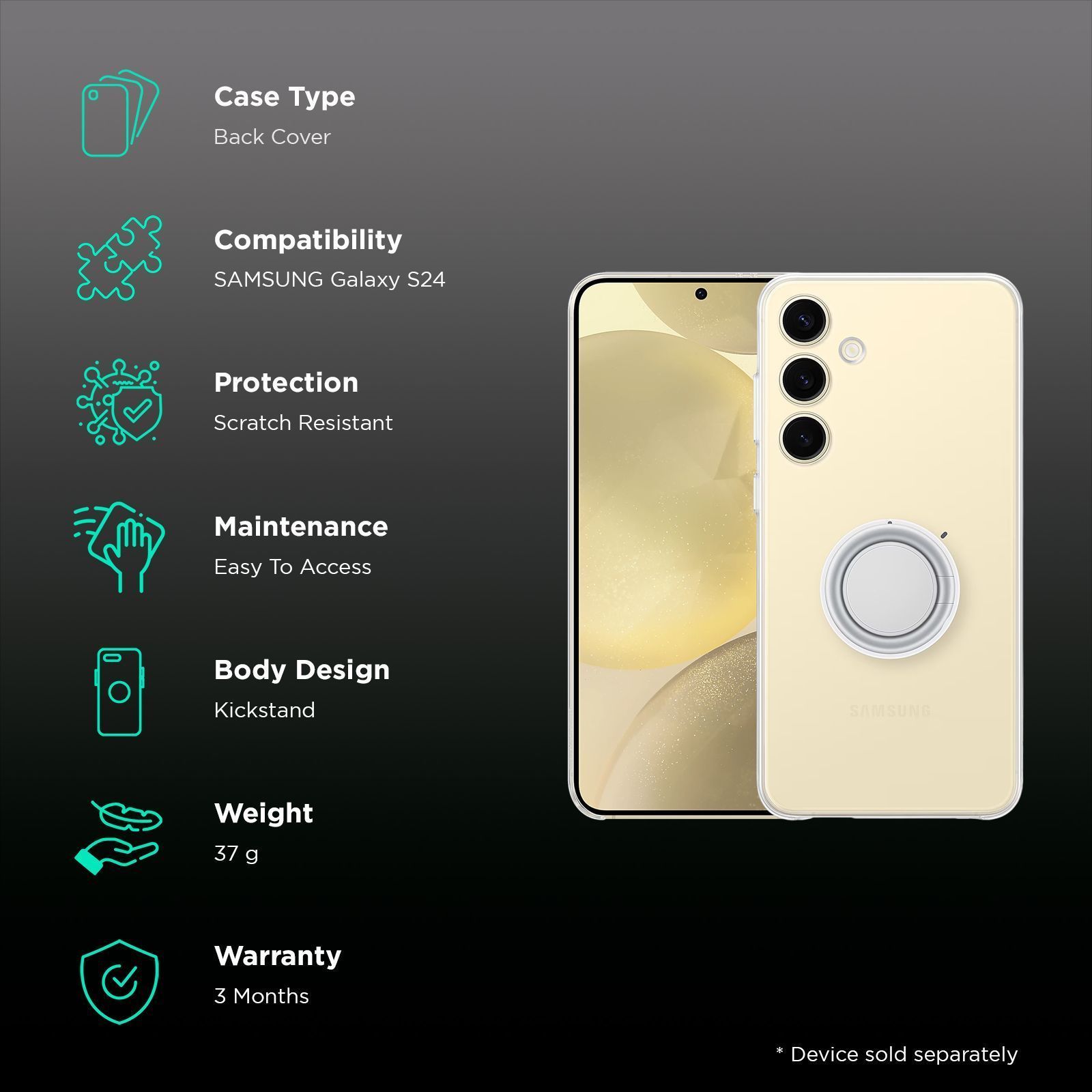 SAMSUNG Back Cover for SAMSUNG Galaxy S24 (Versatile Grip, Transparent)_2