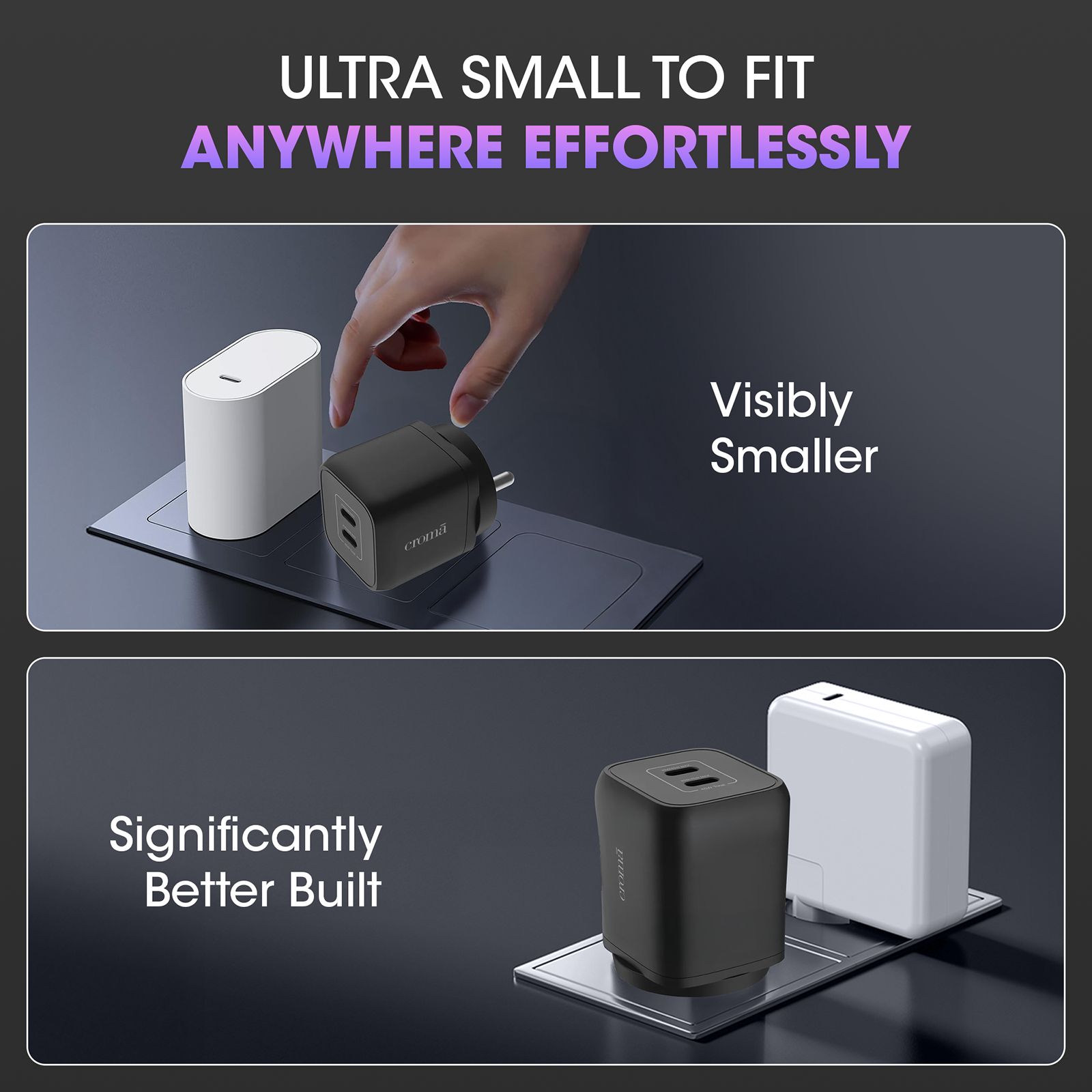 Croma 45W Type C 2 Port GaN Charger (Adapter Only, Black) Croma 45W Type C 2 Port GaN Charger (Adapter Only, Black)_6