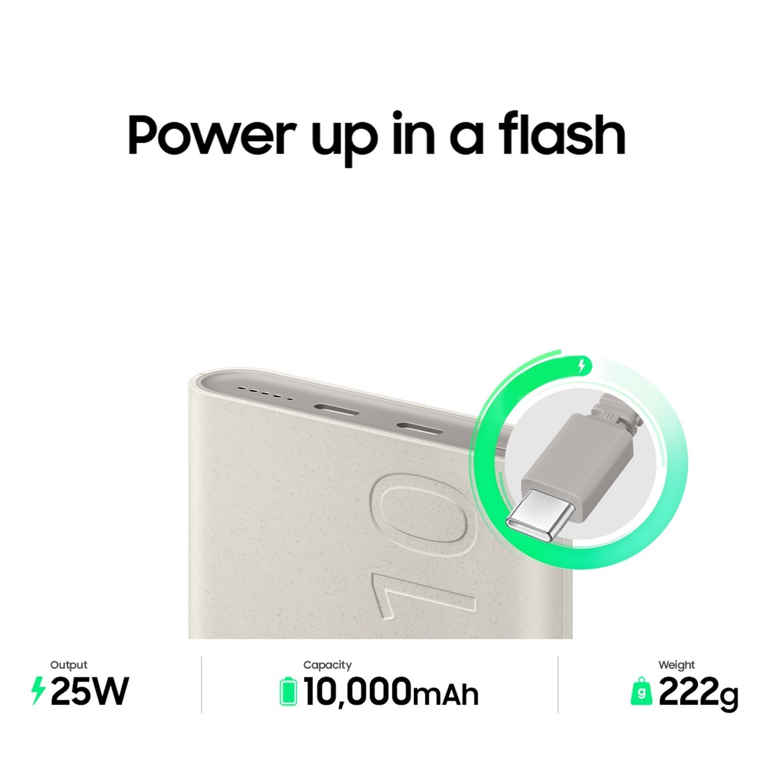 SAMSUNG 10000 mAh 25W Fast Charging Power Bank (2 Type C Ports, Wireless Charging, Beige)_11