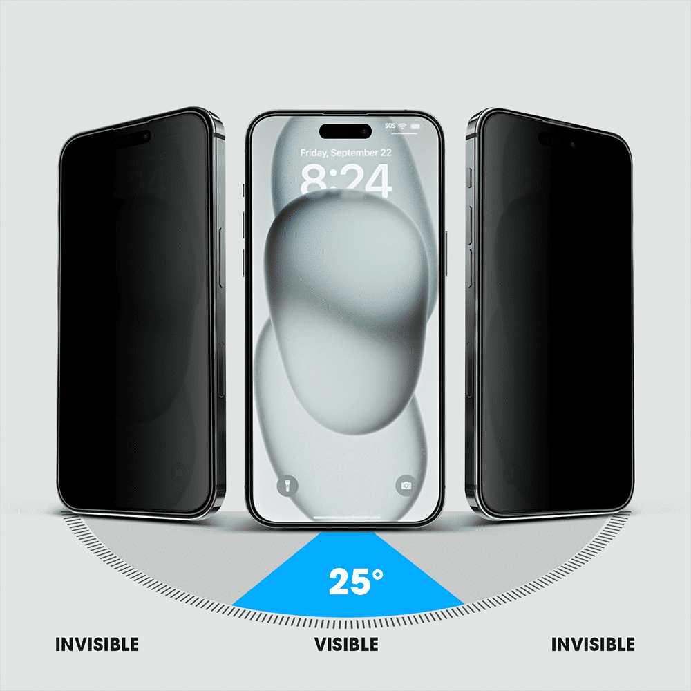 GRIPP Privacy Matte Tempered Glass for Apple iPhone 15 (9H Hardness Scratch Resistant)_15