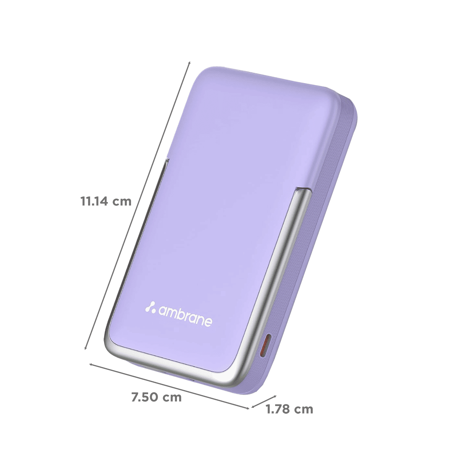 ambrane AeroSync PB 11 10000 mAh 22.5W Fast Charging Power Bank (1 Type C & 1 Type A Ports, MagSafe Compatible, Purple) ambrane AeroSync PB 11 10000 mAh 22.5W Fast Charging Power Bank (1 Type C & 1 Type A Ports, MagSafe Compatible, Purple)_2