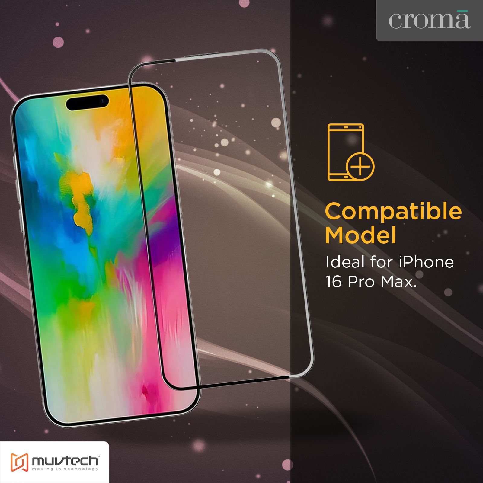 Muvtech Full Glass Tempered Glass for Apple iPhone 16 Pro Max (5X Stronger Protection)_10