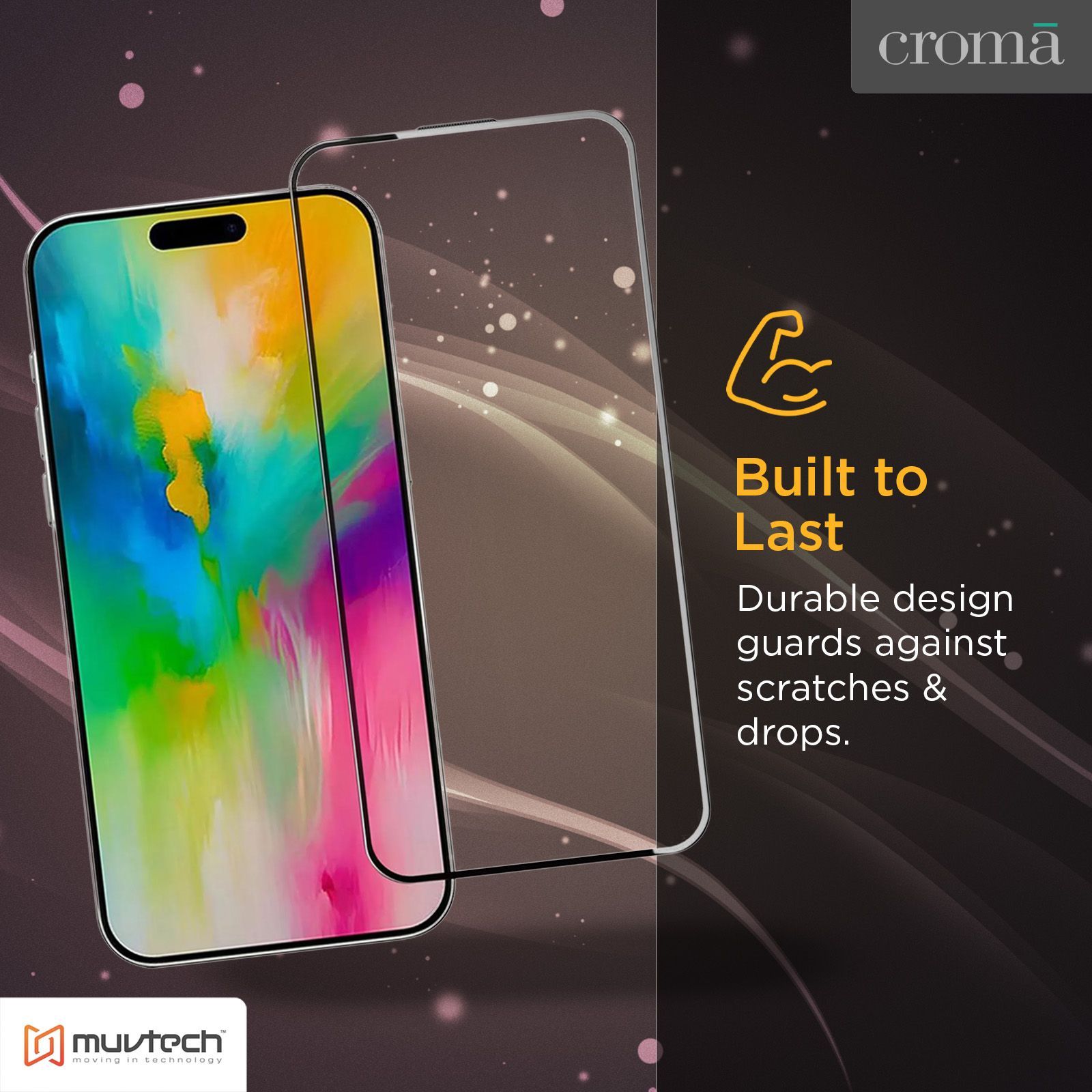 Muvtech Full Glass Tempered Glass for Apple iPhone 16 Pro Max (5X Stronger Protection)_12