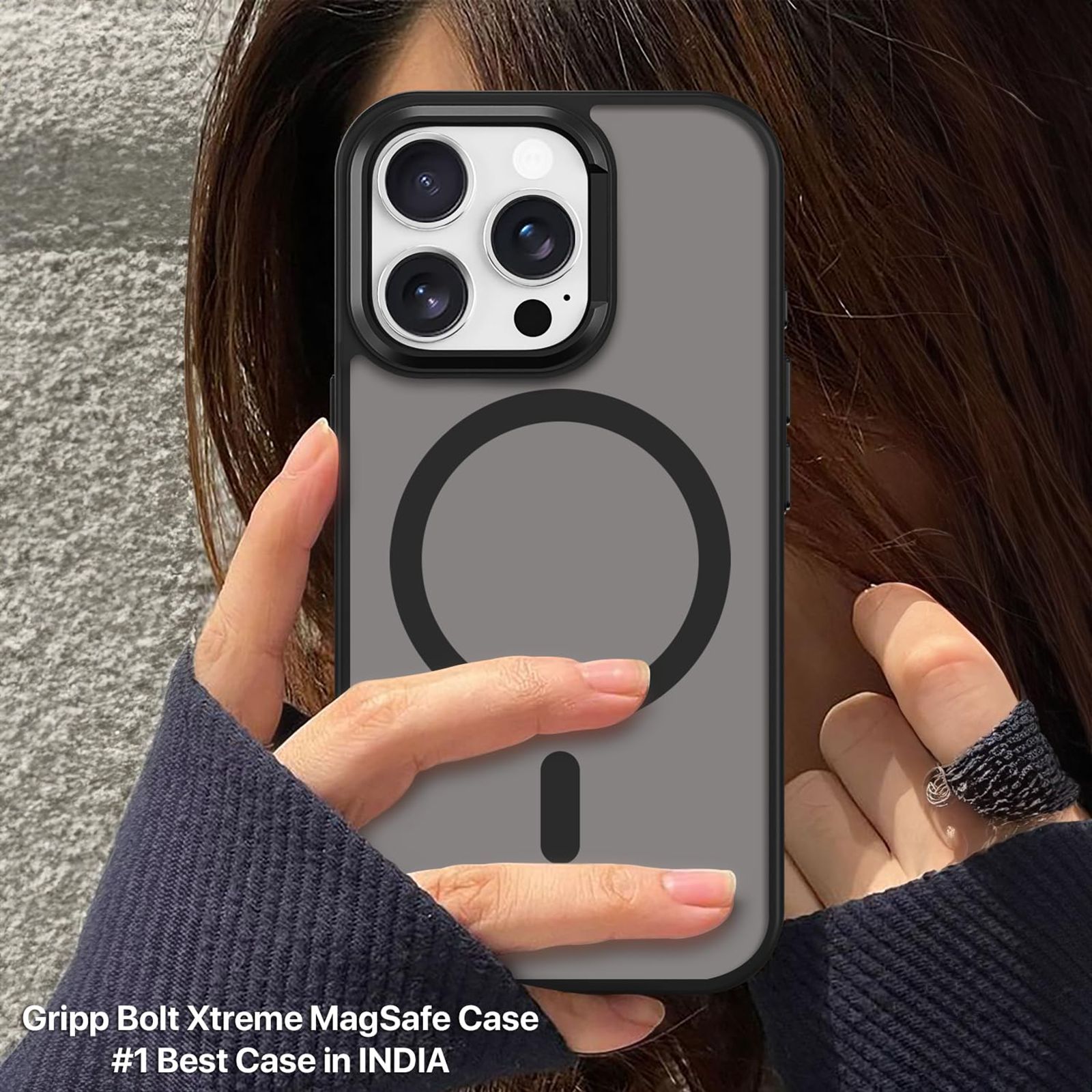 GRIPP Bolt Xtreme Hard & Soft TPU Back Cover for Apple iPhone 16 Pro Max (MagSafe Compatible, Black)_7