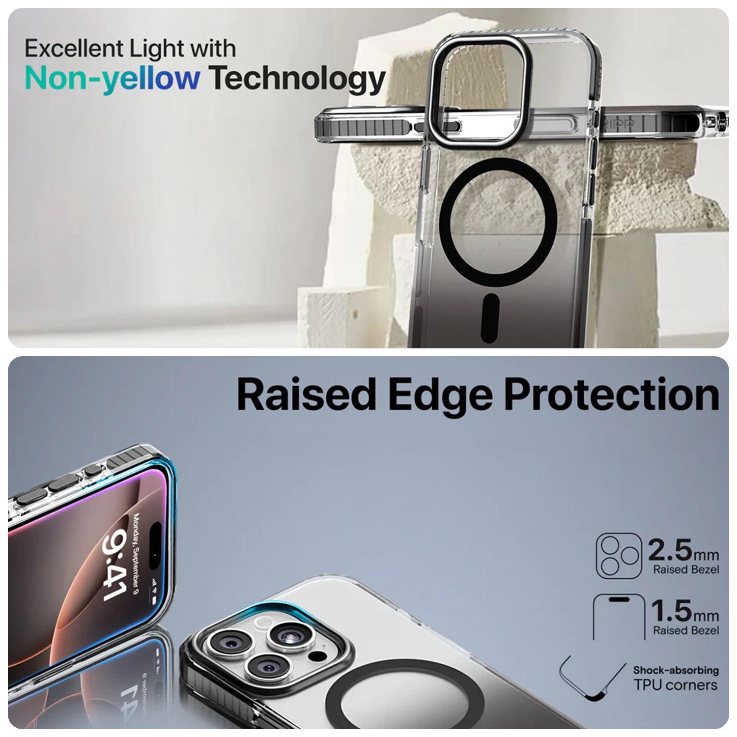 GRIPP Dusk TPU & Polycarbonate Back Cover for Apple iPhone 16 Pro (MagSafe Compatible, Black)_7