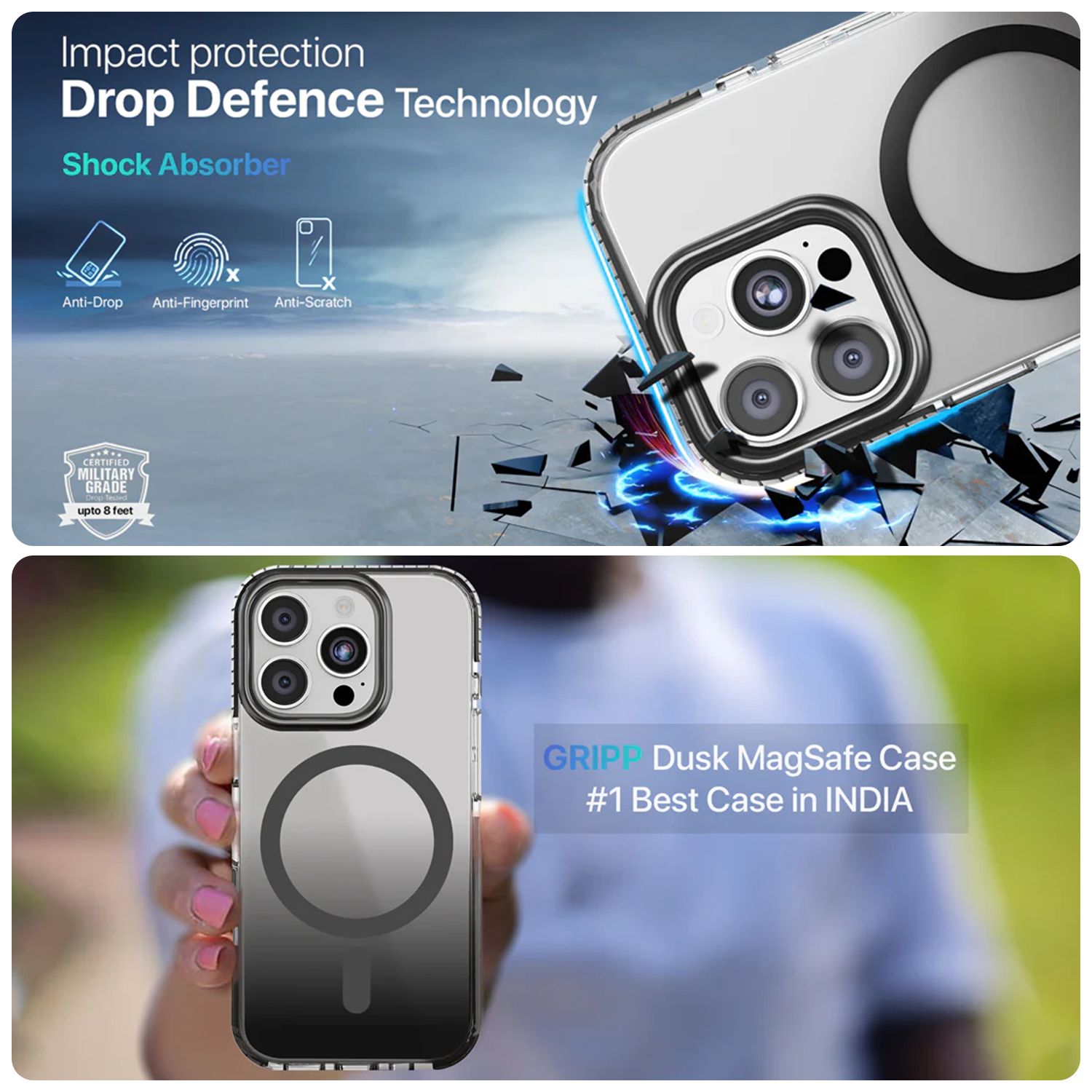 GRIPP Dusk TPU & Polycarbonate Back Cover for Apple iPhone 16 Pro (MagSafe Compatible, Black)_8