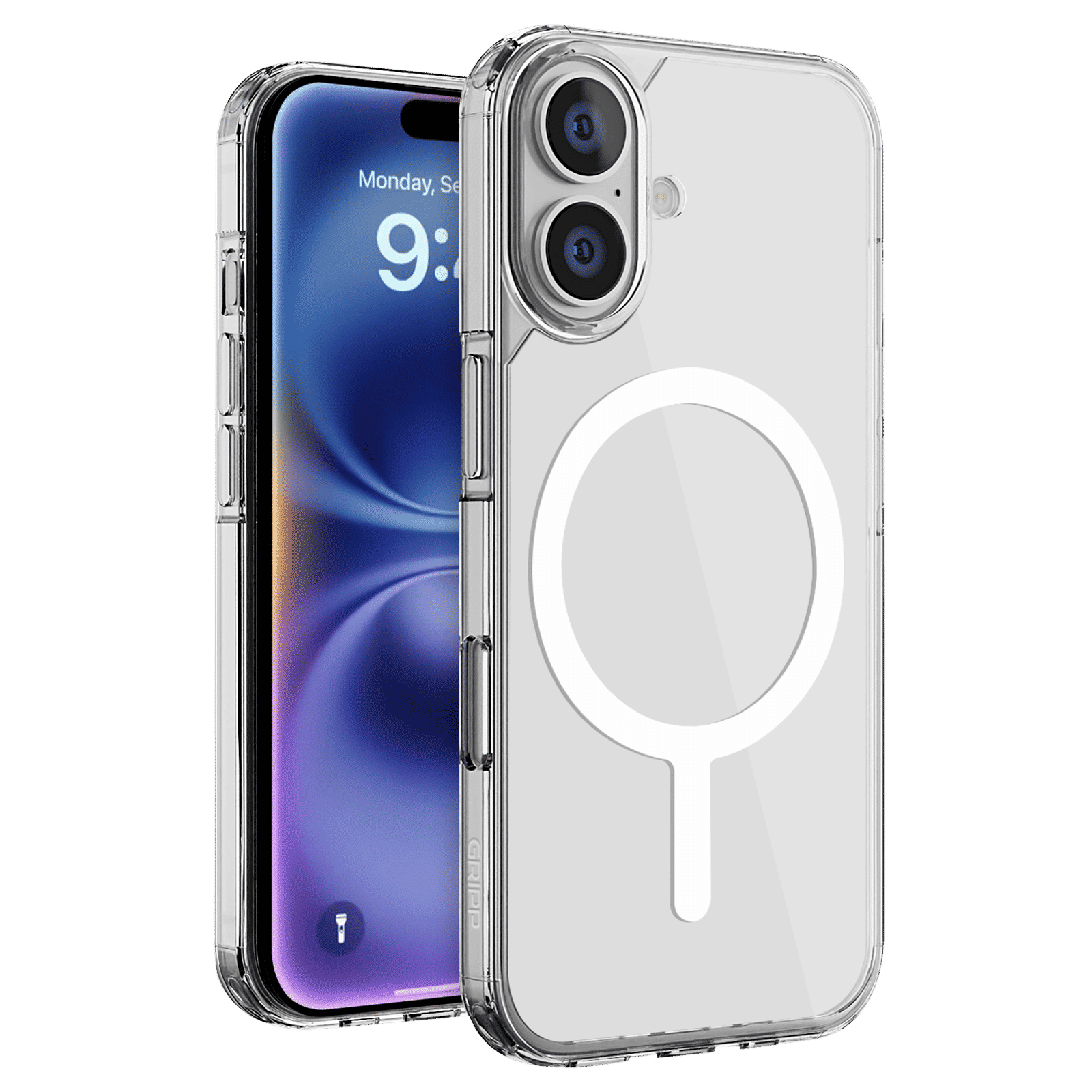 GRIPP Duce Tempered Glass & Polycarbonate, Silicone Back Cover Combo for Apple iPhone 16 (MagSafe Charging Support, Transparent)_1