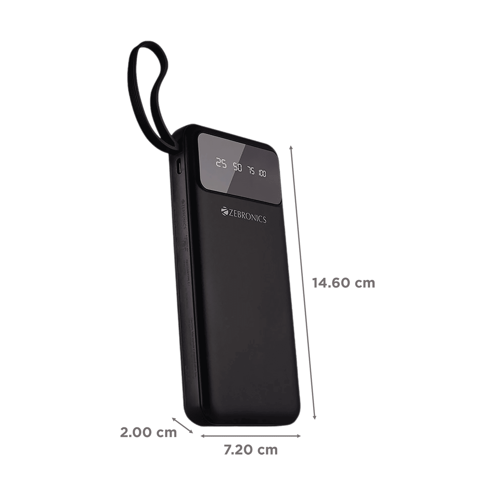 ZEBRONICS 10000 mAh Power Bank (3 Type A, 2 Type C 2 Micro USB & 1 Lighting Port, Percentage LED Display, Black)_2