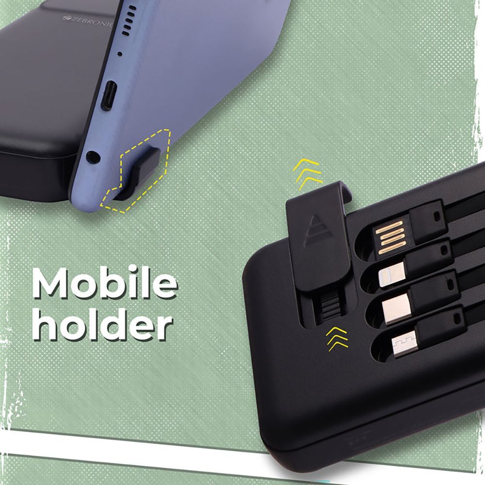 ZEBRONICS 10000 mAh Power Bank (3 Type A, 2 Type C 2 Micro USB & 1 Lighting Port, Percentage LED Display, Black)_6