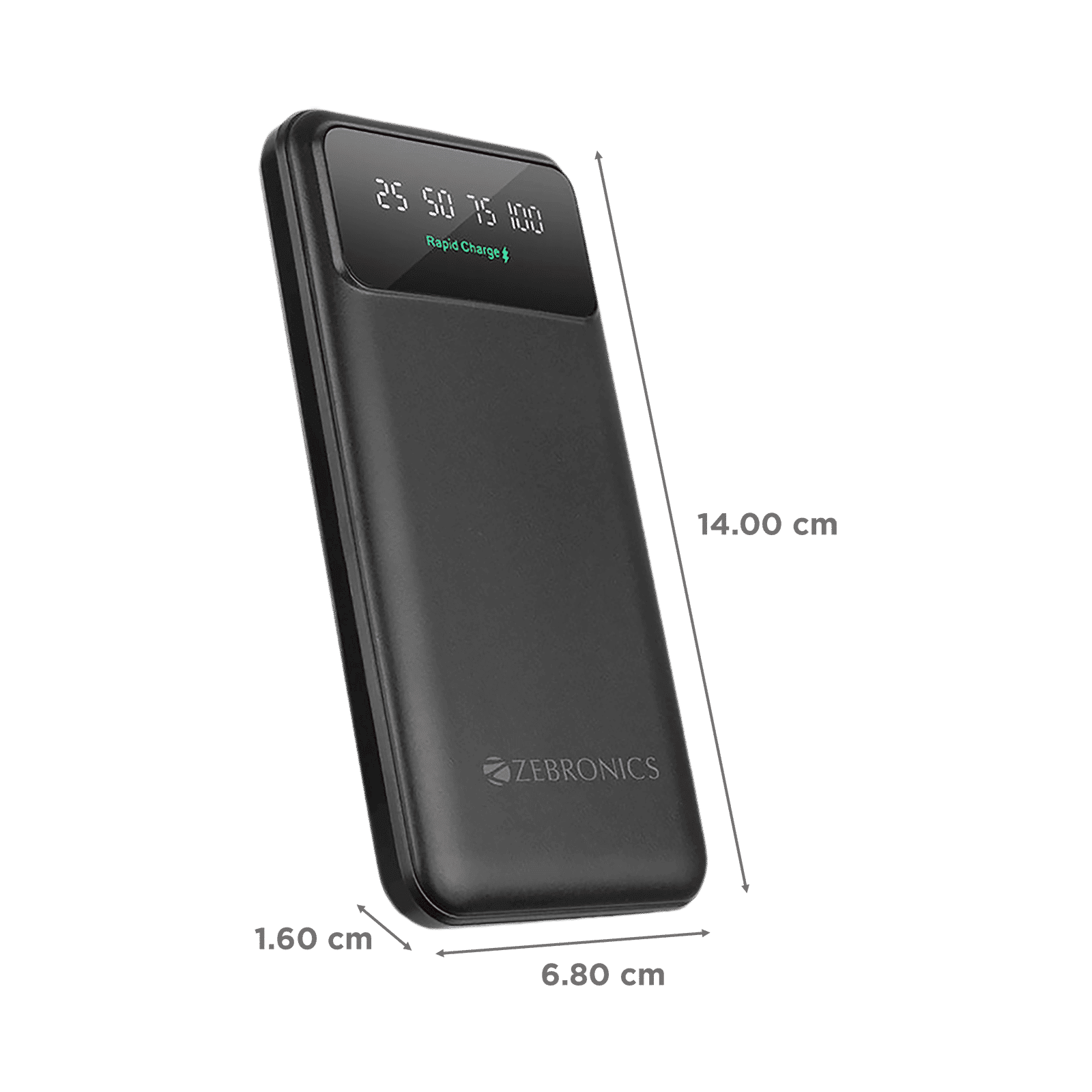 ZEBRONICS 10000 mAh 22.5W Fast Charging Power Bank (2 Type A, 1 Type C & 1 Micro USB Port, LED Percentage Display, Black)_2