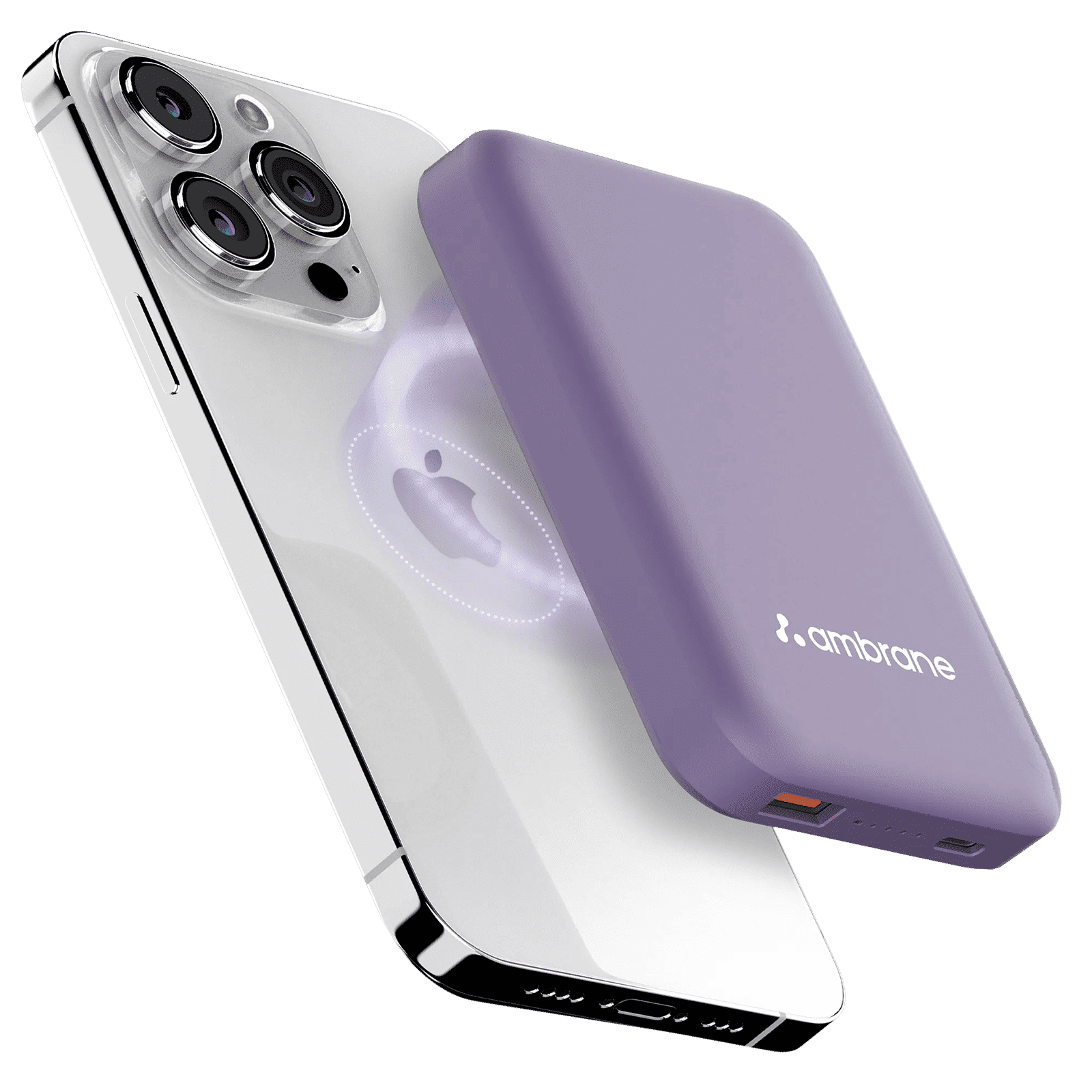 ambrane Aerosync PB 12 10000 mAh 22.5W Fast Charging Power Bank (1 Type A Port, 1 Type C Port, Rubberized Coating, Wireless Charging, Purple)_1