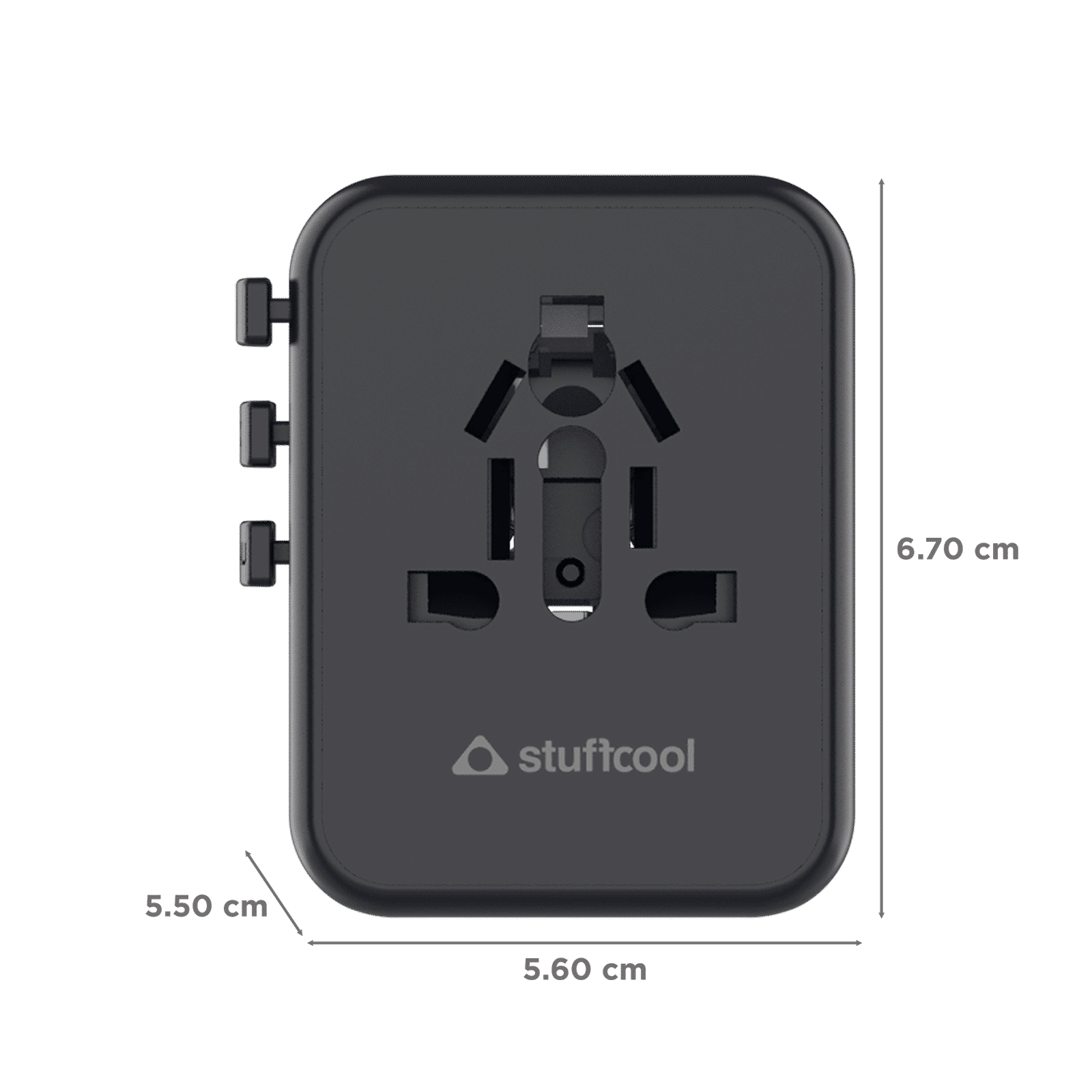 stuffcool Jetset 20W Type A & Type C 2-Port World Travel Adapter (Adapter Only, Quick Charge 3.0, Grey)_3
