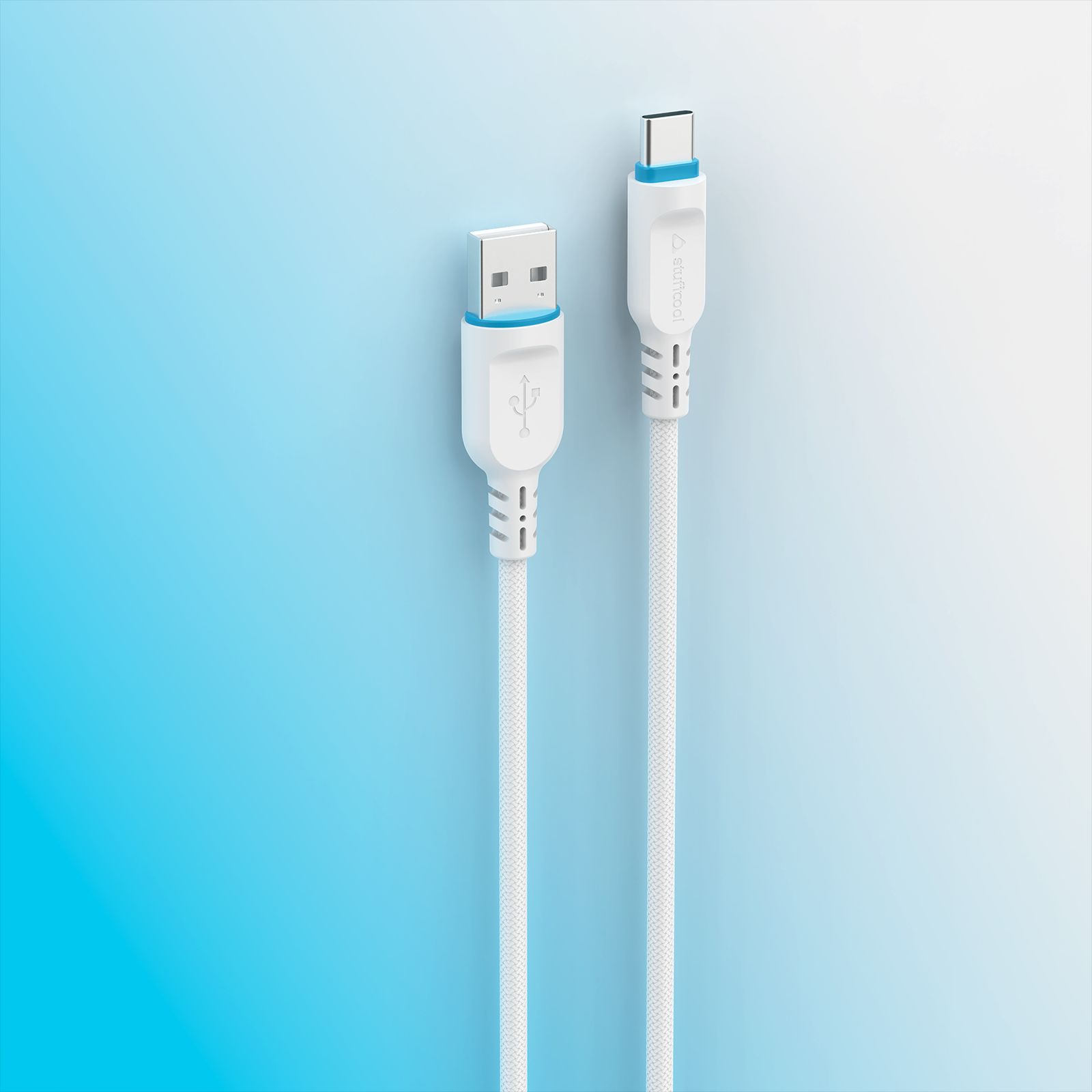 stuffcool Tug Type C to Type A 3.93 Feet (1.2M) Cable (Sync & Charge, White)_4
