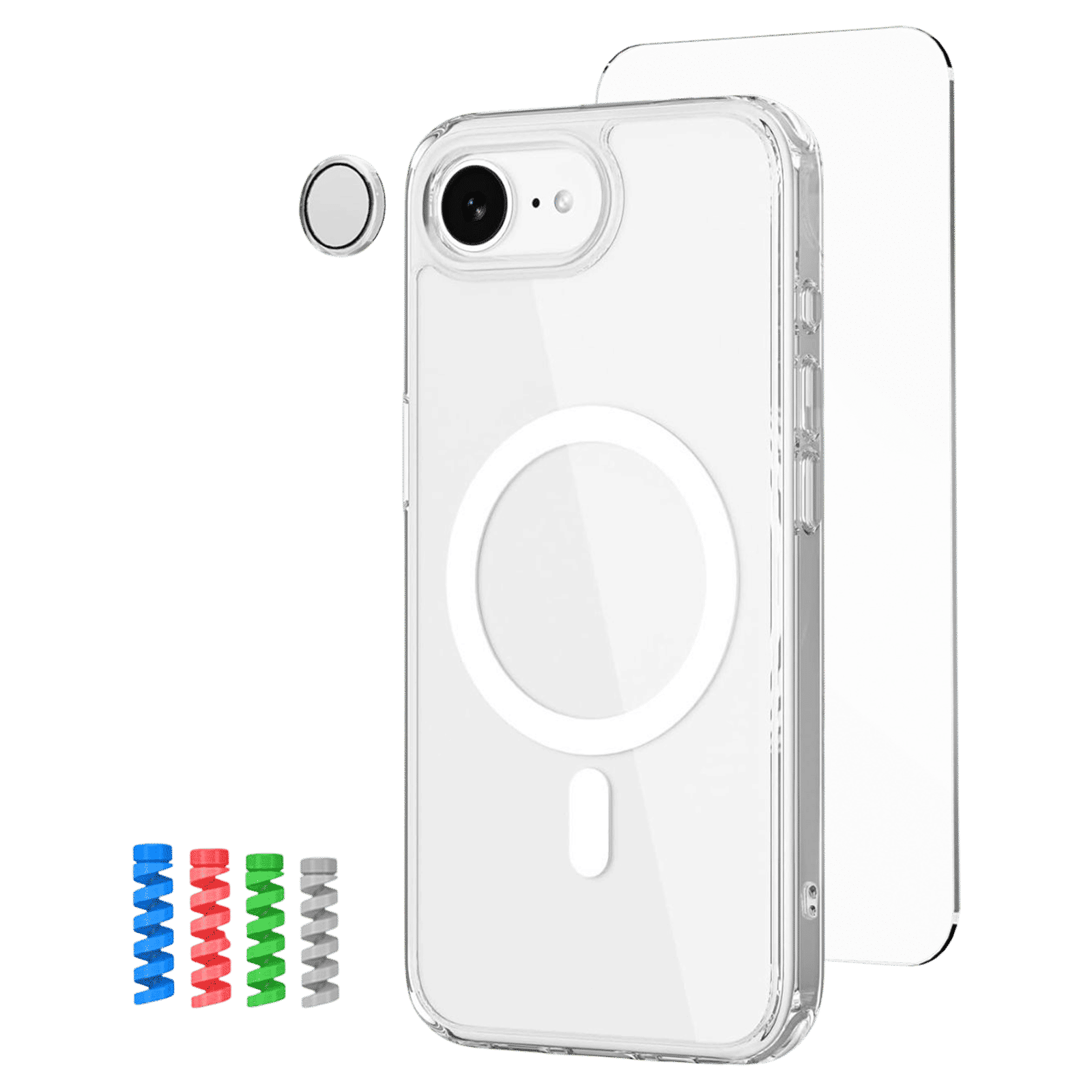 ESSE Armor360 Back Case, Tempered Glass, Cam & Cable Protector 4in1 Combo for iPhone 16E (Microdots Technology, Transparent)_2