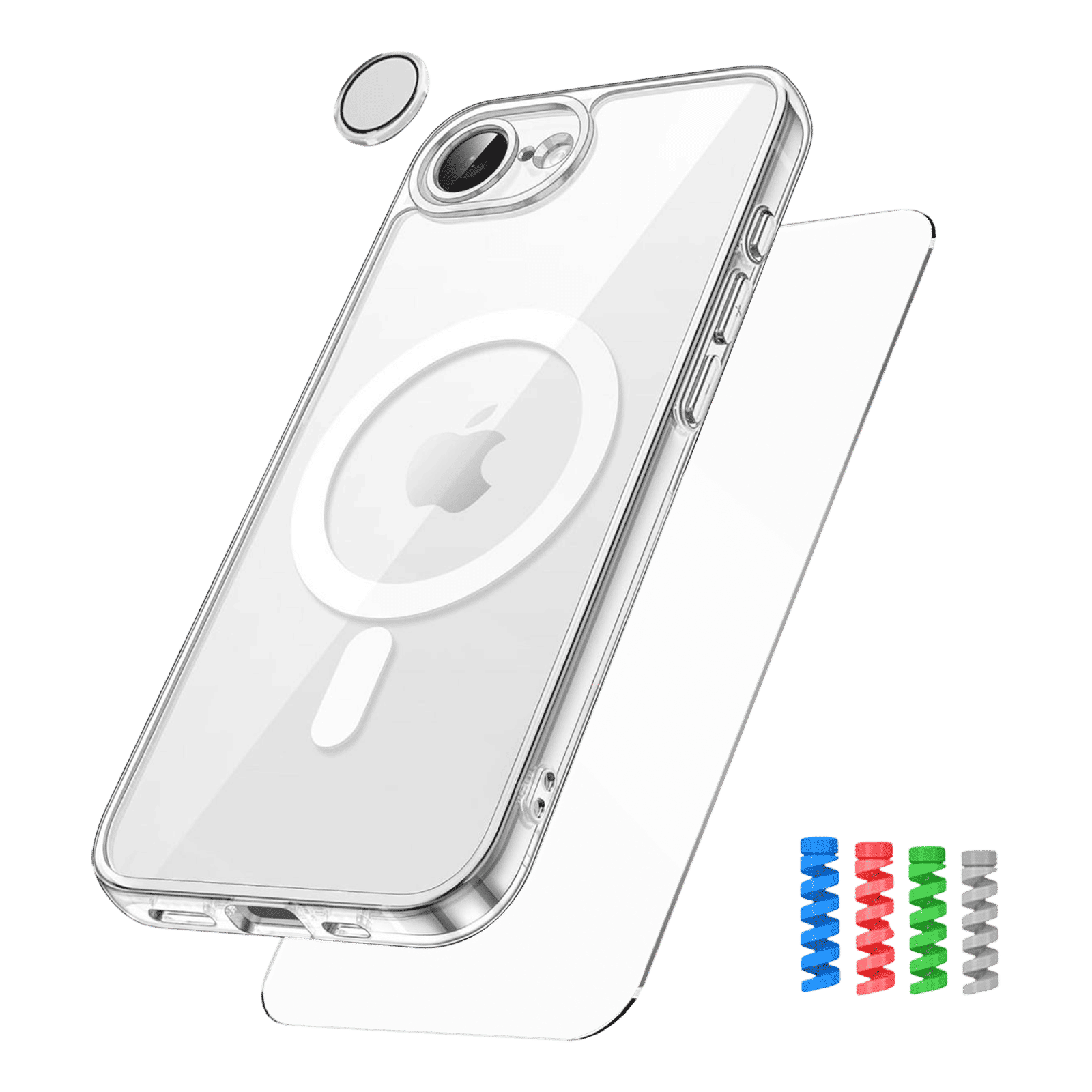 ESSE Armor360 Back Case, Tempered Glass, Cam & Cable Protector 4in1 Combo for iPhone 16E (Microdots Technology, Transparent)_3