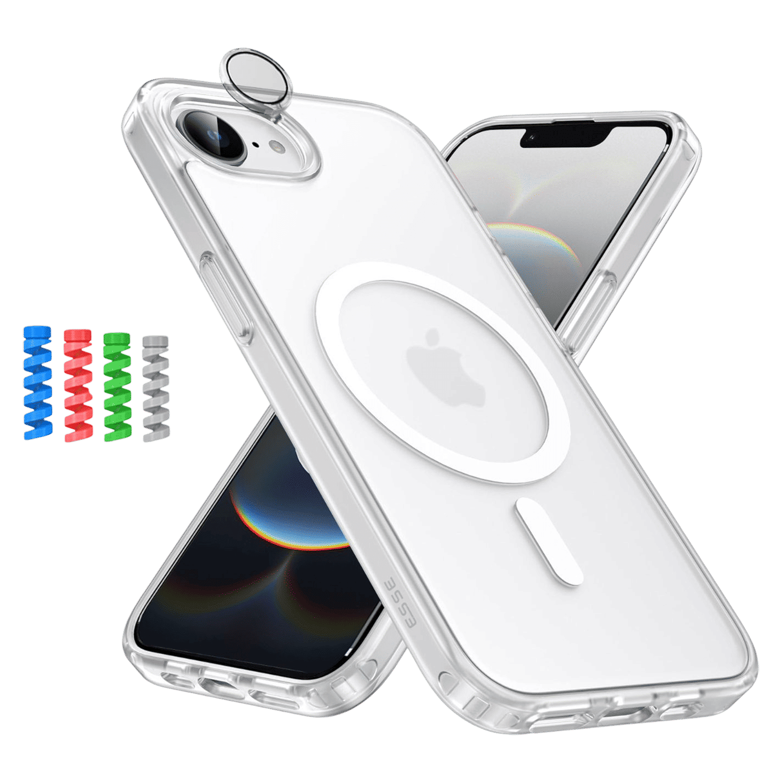 ESSE Armor360 Back Case, Tempered Glass, Cam & Cable Protector 4in1 Combo for iPhone 16E (Microdots Technology, Transparent)_4