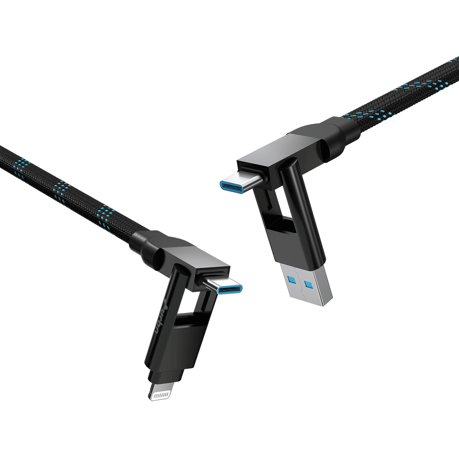 urbn UPC461 Type A to Lightning, Type C, Type C to Lightning, Type C 1 Feet (0.30M) 4-in-1 Cable (Quick Charge Technology, Black)_2