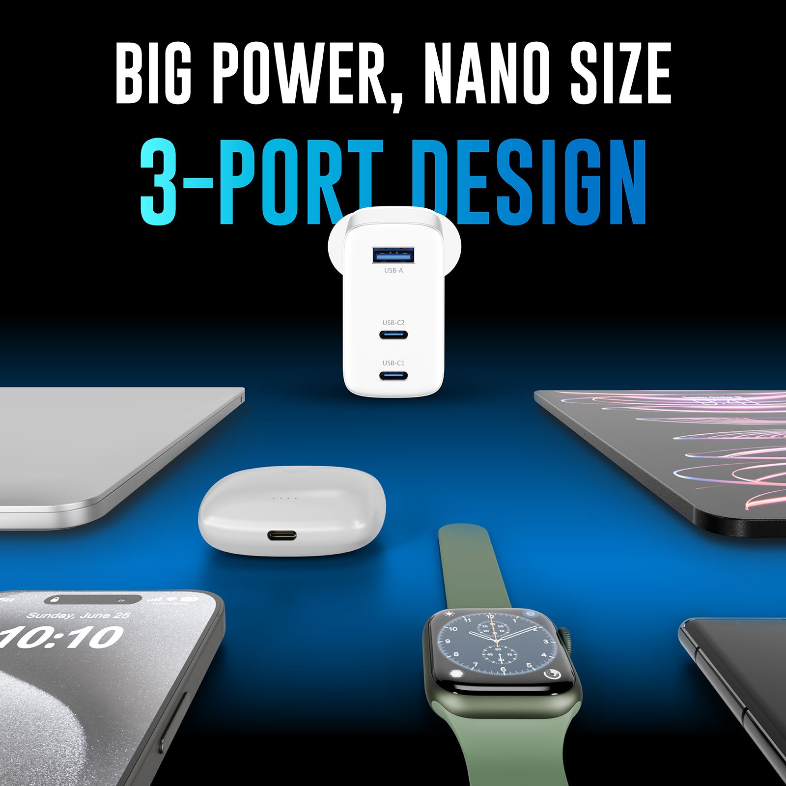 urbn UWA670 67W Type A & Type C 3-Port Fast Charger (Adapter Only, GaN Pro Technology, White)_10