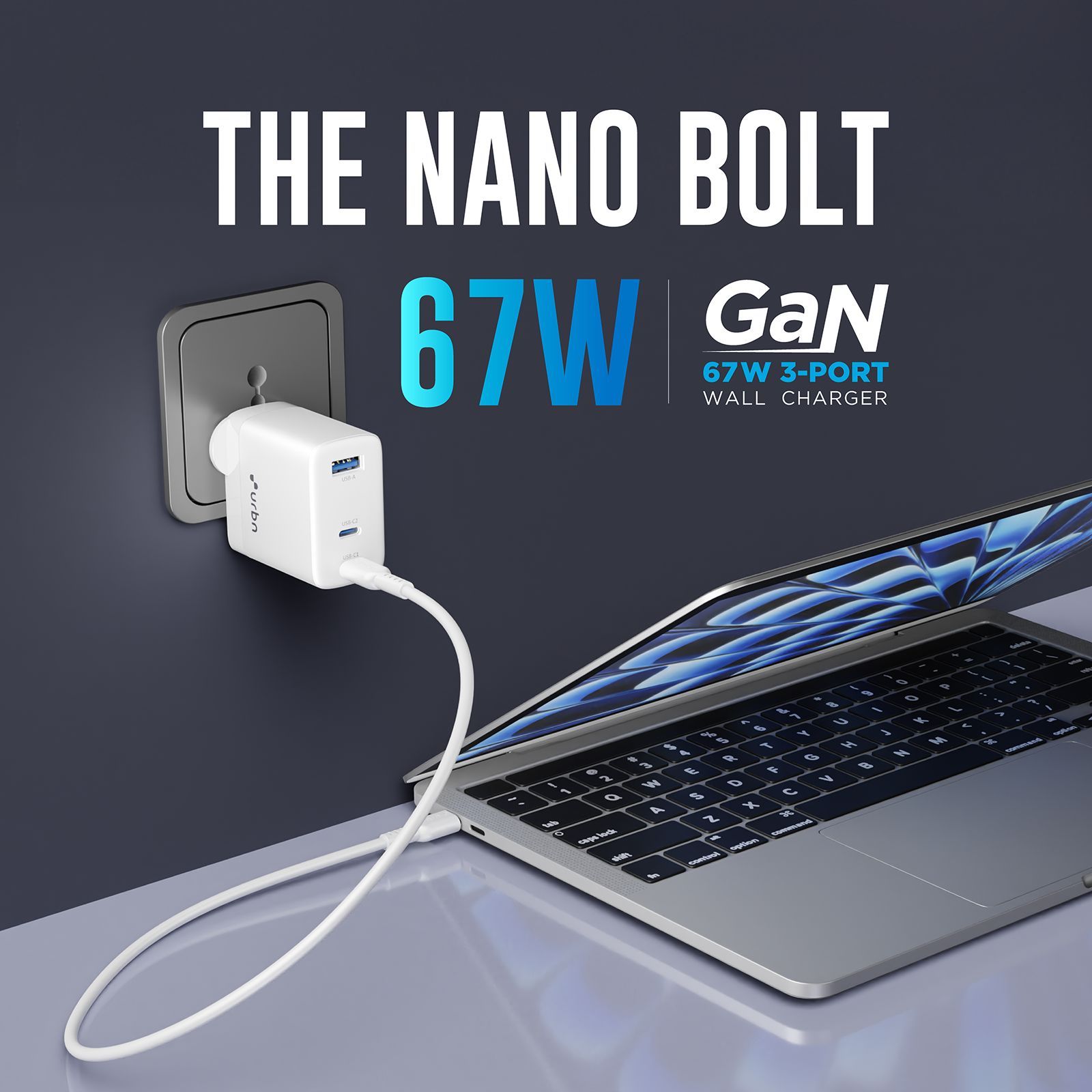 urbn UWA670 67W Type A & Type C 3-Port Fast Charger (Adapter Only, GaN Pro Technology, White)_12