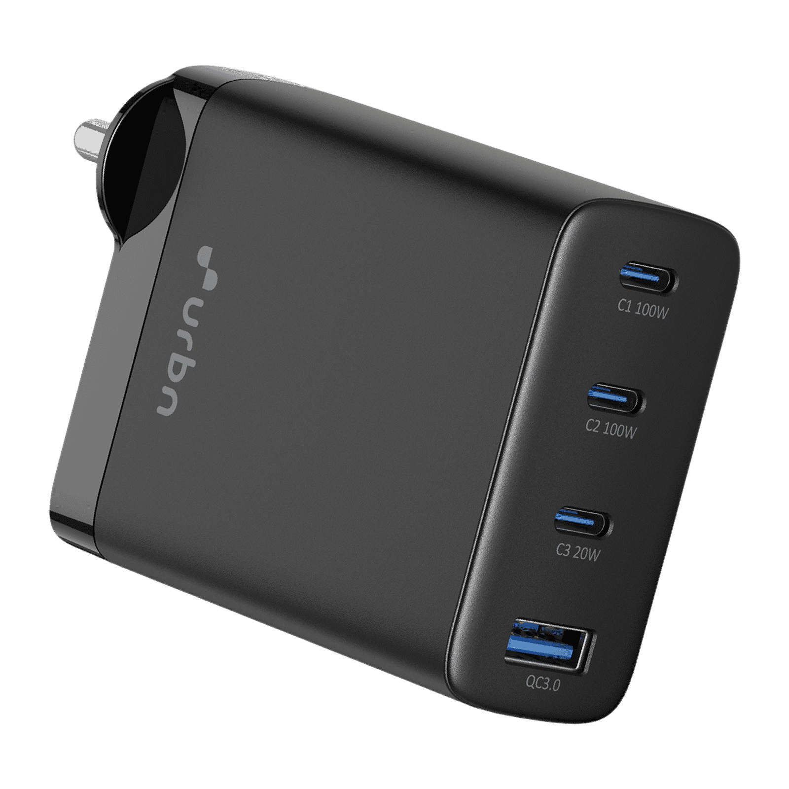 urbn UWA100 100W Type A & Type C 4-Port Fast Charger (Adapter Only, GaN Pro Technology, Black)_1