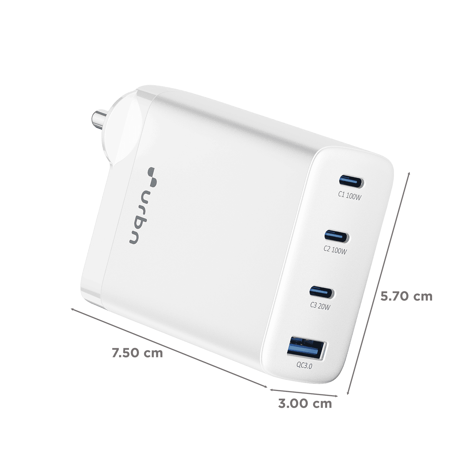 urbn UWA100 100W Type A & Type C 4-Port Fast Charger (Adapter Only, GaN Pro Technology, White) urbn UWA100 100W Type A & Type C 4-Port Fast Charger (Adapter Only, GaN Pro Technology, White)_2