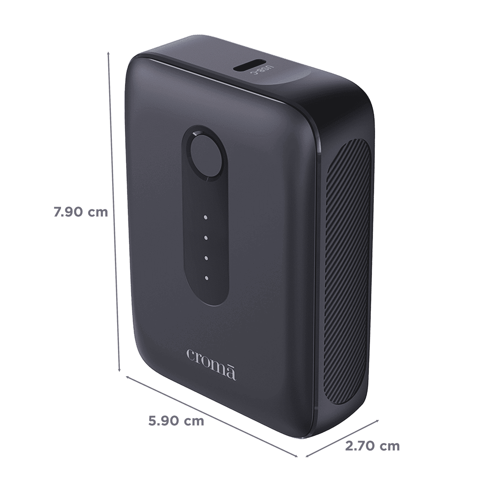 Croma Compact 10000 mAh 30W Fast Charging Power Bank (1 Type A & 1 Type C Port, Multi-Level Protection for Safe Charging, Black)_2