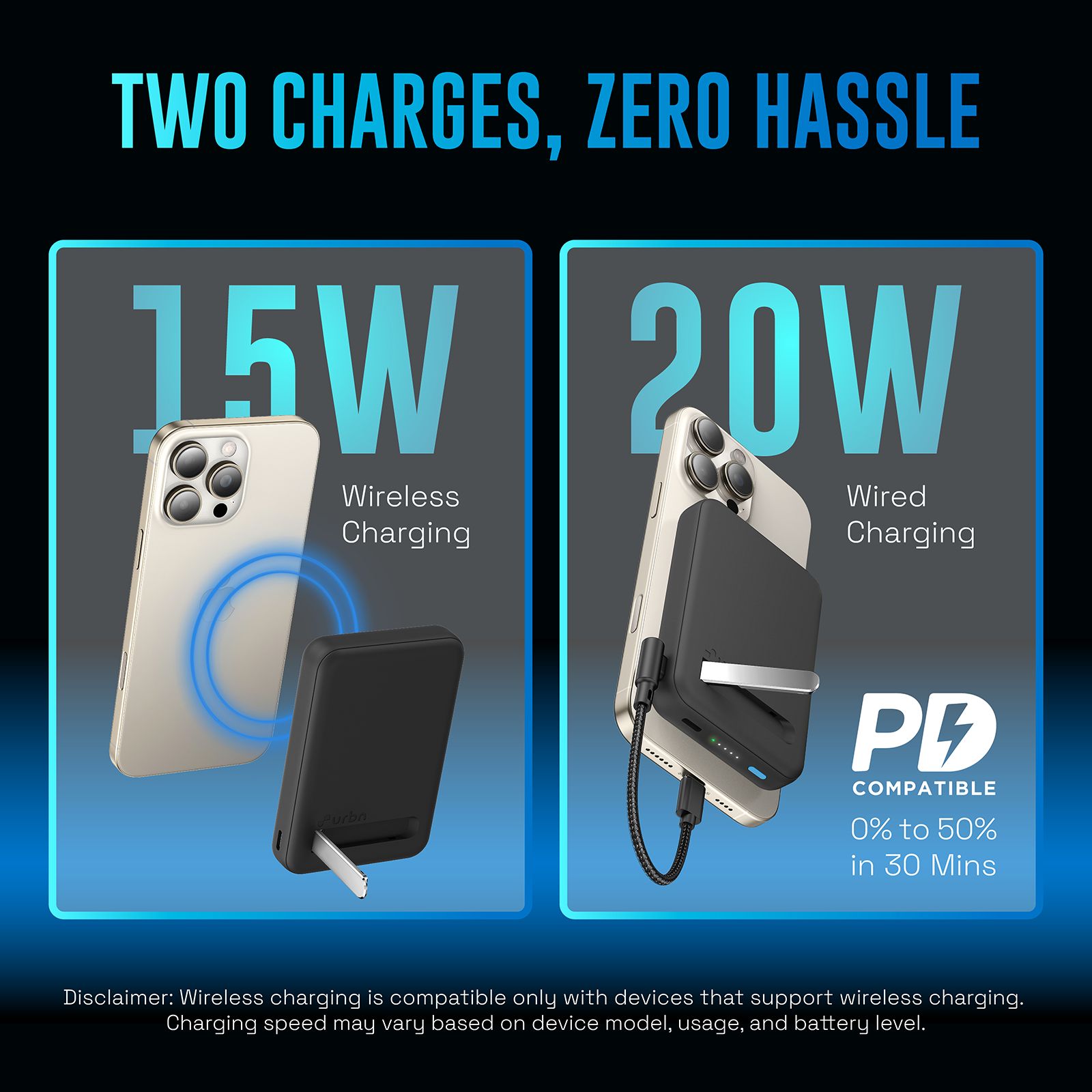 urbn Slide MagTag 10000 mAh 20W Fast Charging Power Bank (2 Type C Ports, LED Indicator, Black)_10