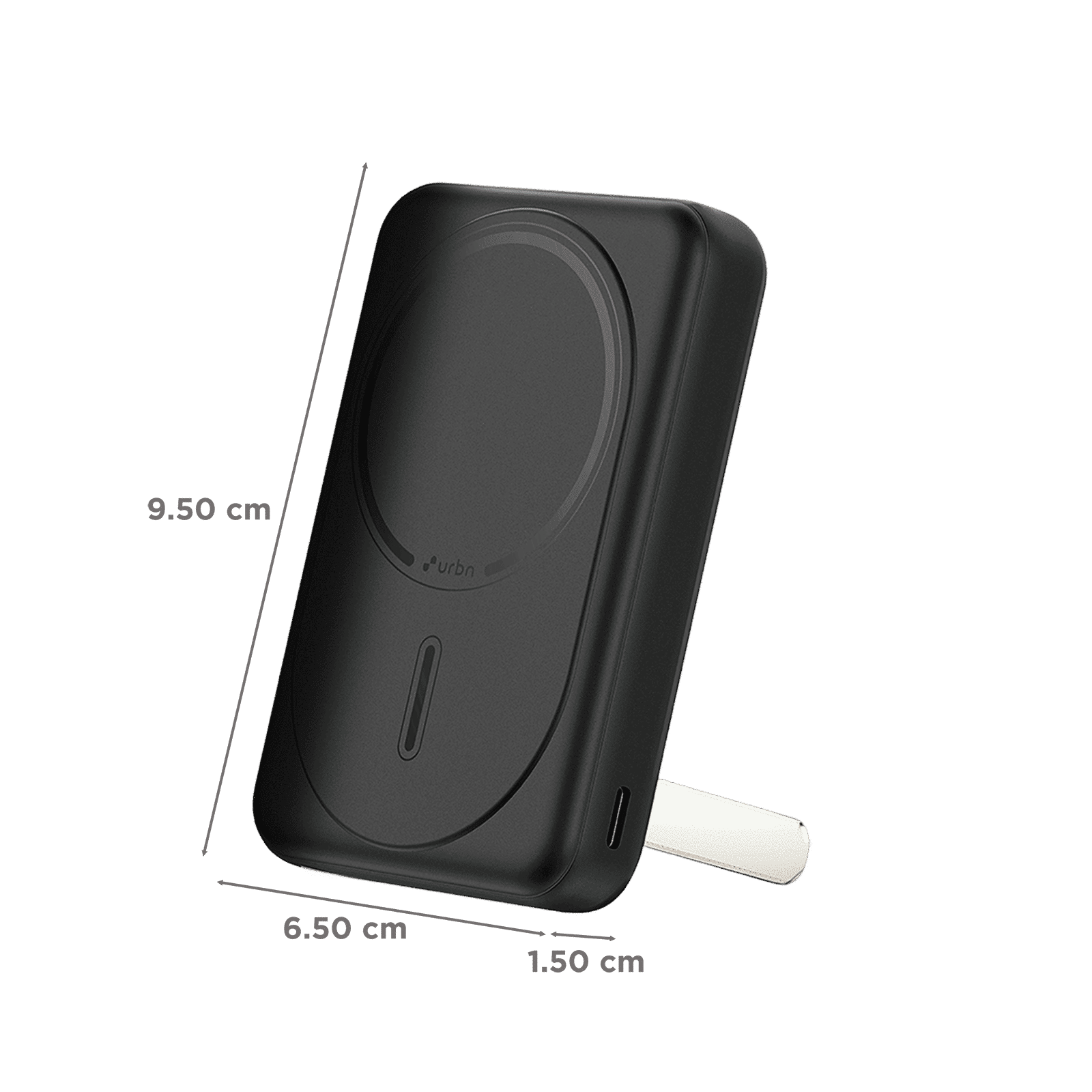 urbn Slide MagTag 10000 mAh 20W Fast Charging Power Bank (2 Type C Ports, LED Indicator, Black)_2