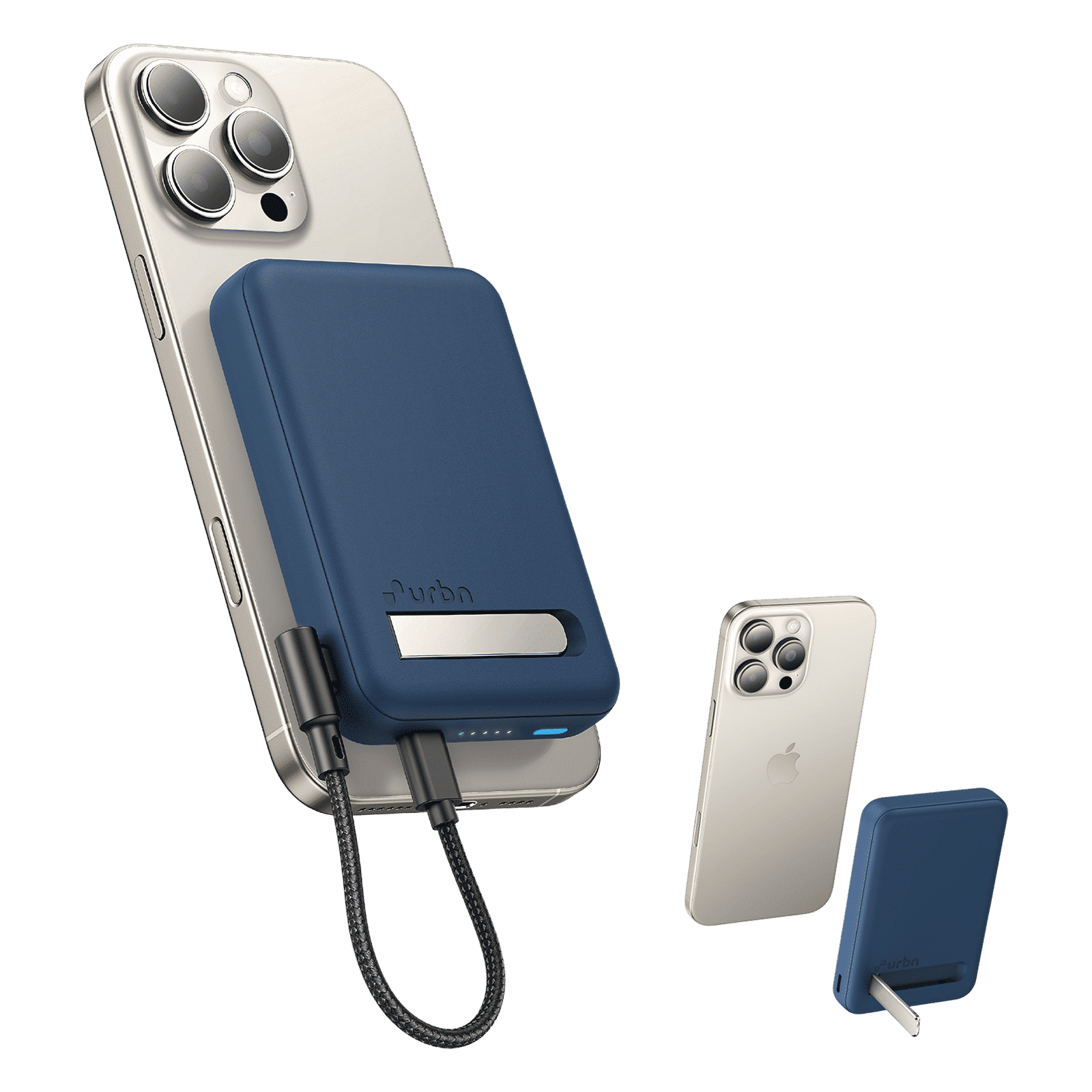 urbn Slide MagTag 10000 mAh 20W Fast Charging Power Bank (2 Type C Ports, LED Indicator, Blue)_5