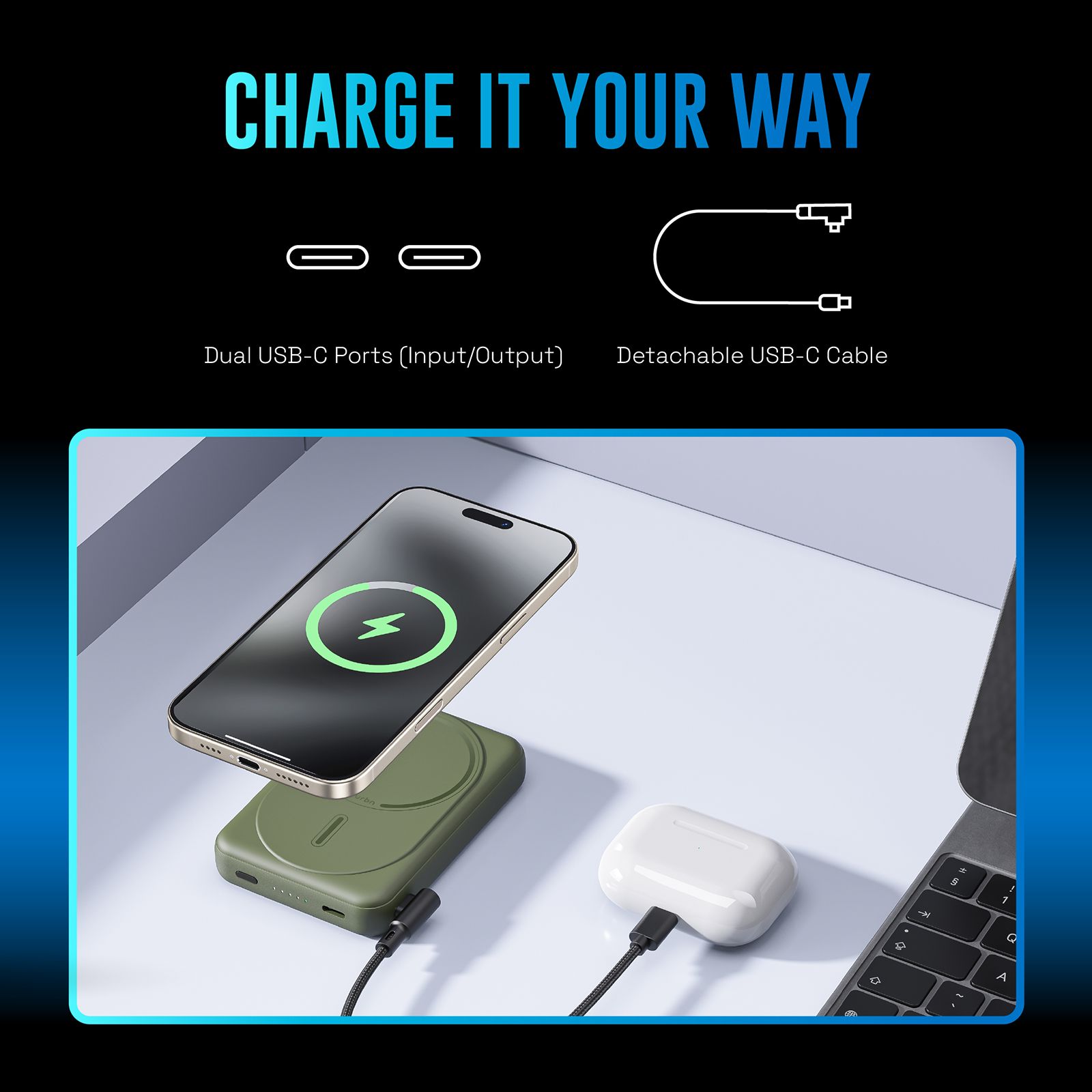 urbn Slide MagTag 10000 mAh 20W Fast Charging Power Bank (2 Type C Ports, LED Indicator, Camo) urbn Slide MagTag 10000 mAh 20W Fast Charging Power Bank (2 Type C Ports, LED Indicator, Camo)_10