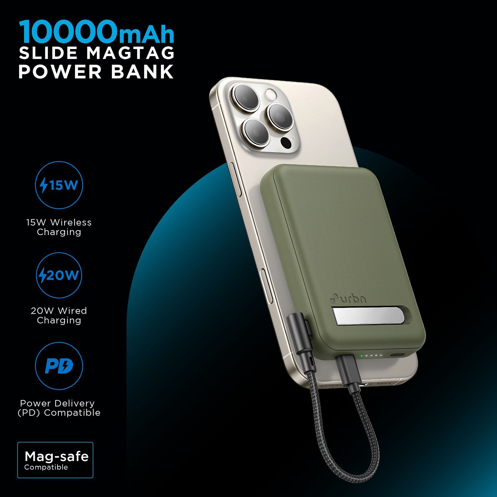 urbn Slide MagTag 10000 mAh 20W Fast Charging Power Bank (2 Type C Ports, LED Indicator, Camo) urbn Slide MagTag 10000 mAh 20W Fast Charging Power Bank (2 Type C Ports, LED Indicator, Camo)_6