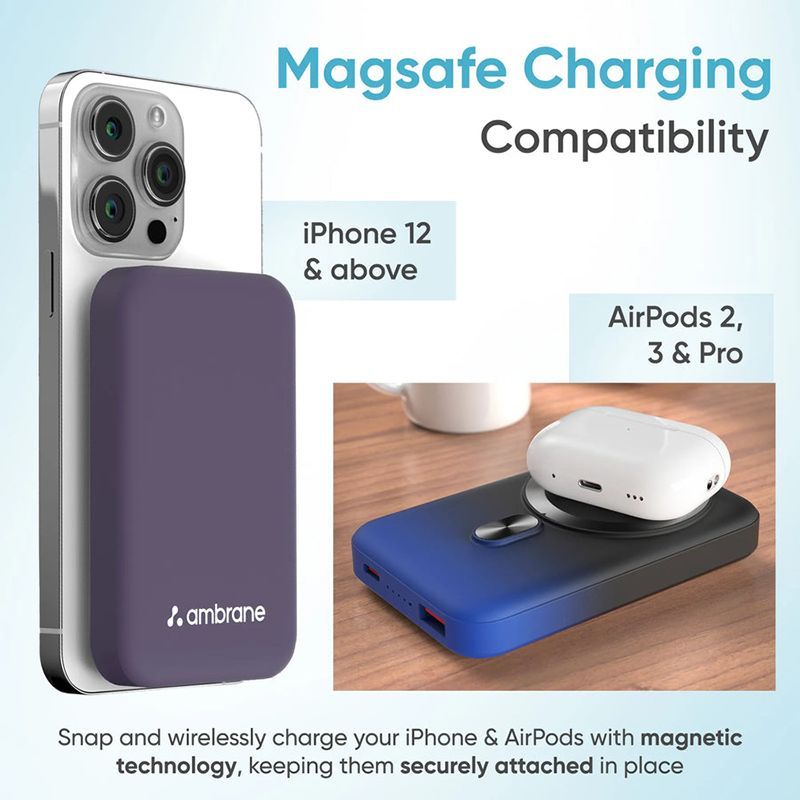 ambrane Aerosync Snap 10000 mAh 22.5W Fast Charging Power Bank (1 Type A Port, 1 Type C Port, Rubberized Coating, SafeCharge Technology, Blue) ambrane Aerosync Snap 10000 mAh 22.5W Fast Charging Power Bank (1 Type A Port, 1 Type C Port, Rubberized Coating, SafeCharge Technology, Blue)_5