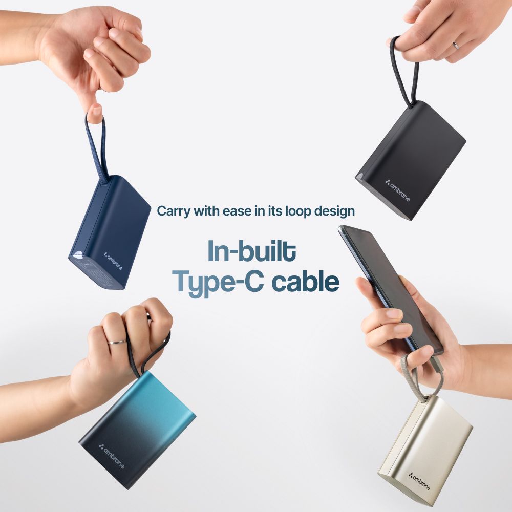 ambrane MiniCharge 20 20000 mAh 22.5W Fast Charging Power Bank (1 Type A Port, 1 Type C Port, Metallic Finish, SafeCharge Technology, Black & Grey)_7