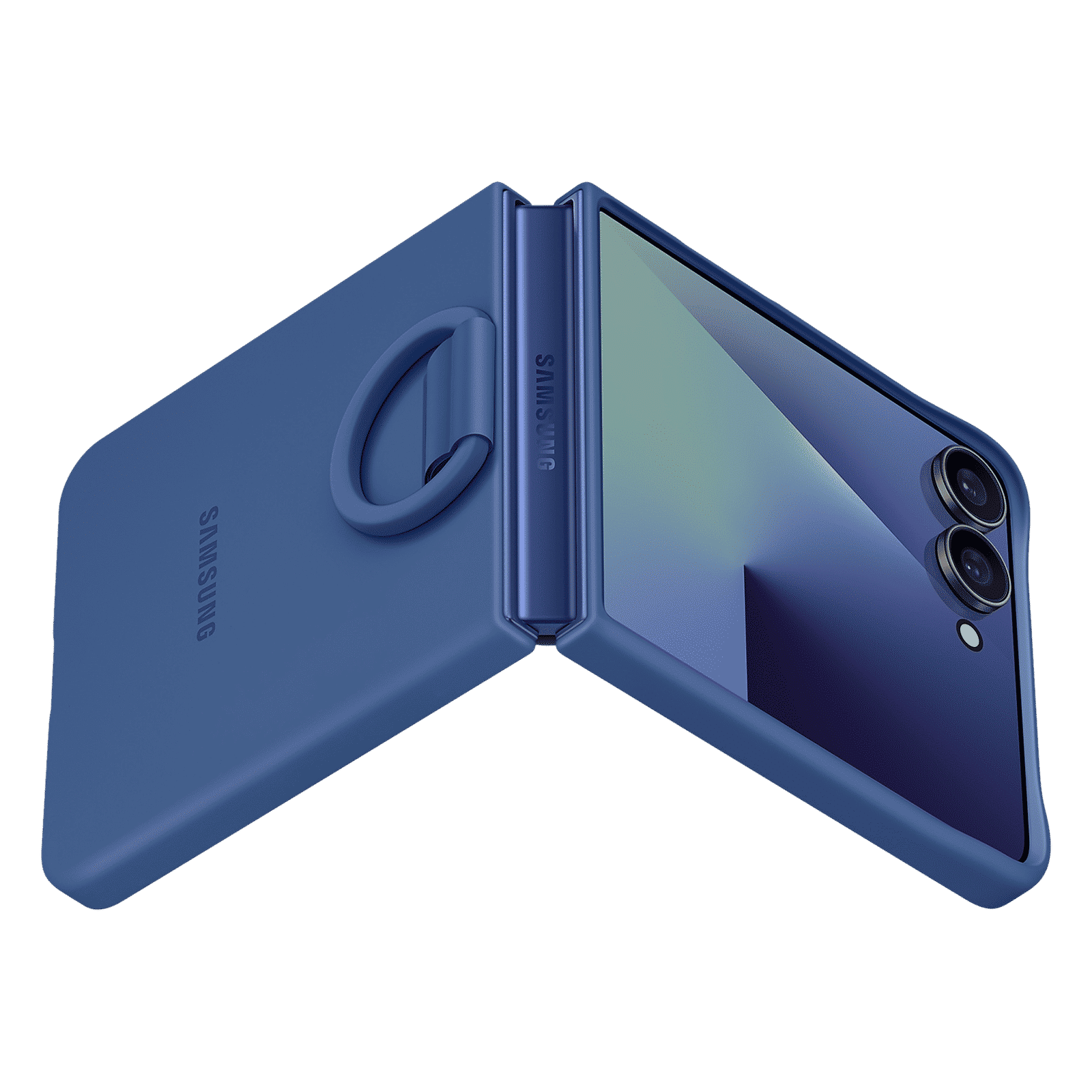 SAMSUNG Soft Silicone Back Cover for SAMSUNG Galaxy Z Flip7 (Built-in Ring, Blue)_6