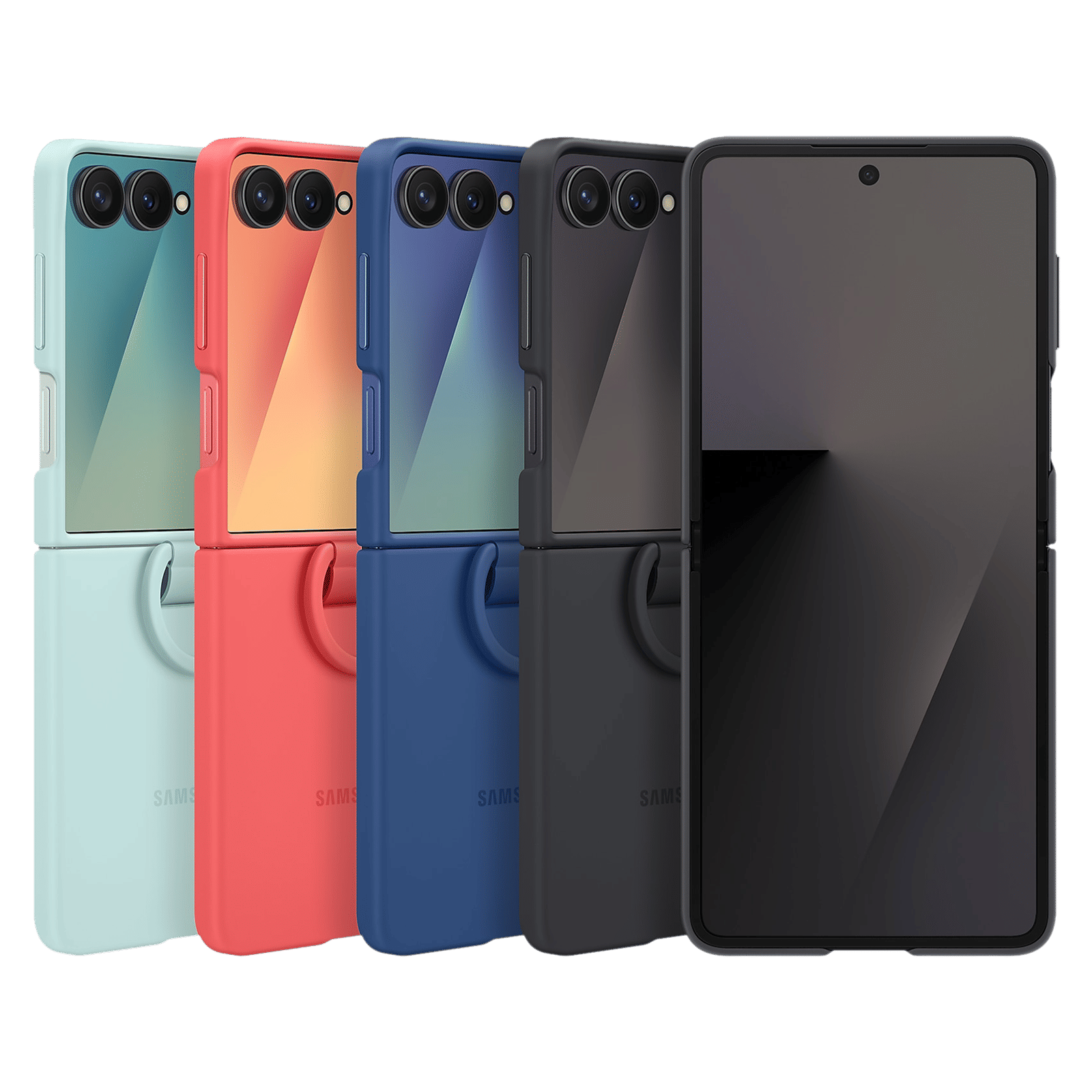 SAMSUNG Soft Silicone Back Cover for SAMSUNG Galaxy Z Flip7 (Built-in Ring, Blue)_7