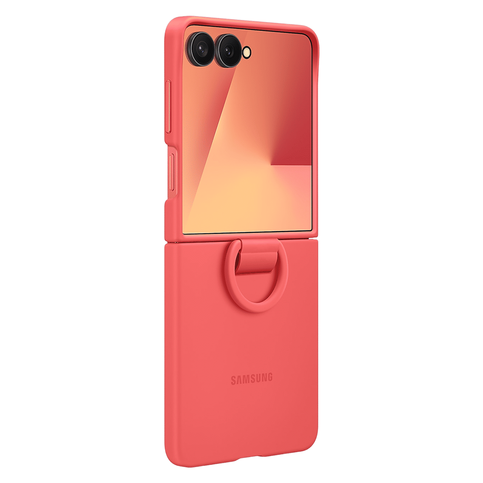 SAMSUNG Soft Silicone Back Cover for SAMSUNG Galaxy Z Flip7 (Built-in Ring, Red)_5