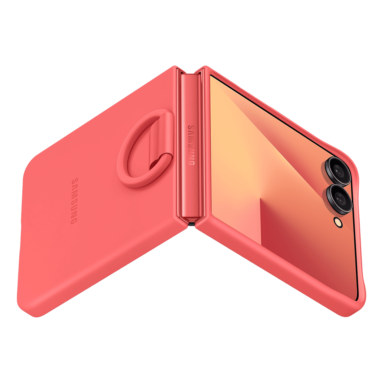 SAMSUNG Soft Silicone Back Cover for SAMSUNG Galaxy Z Flip7 (Built-in Ring, Red)_6